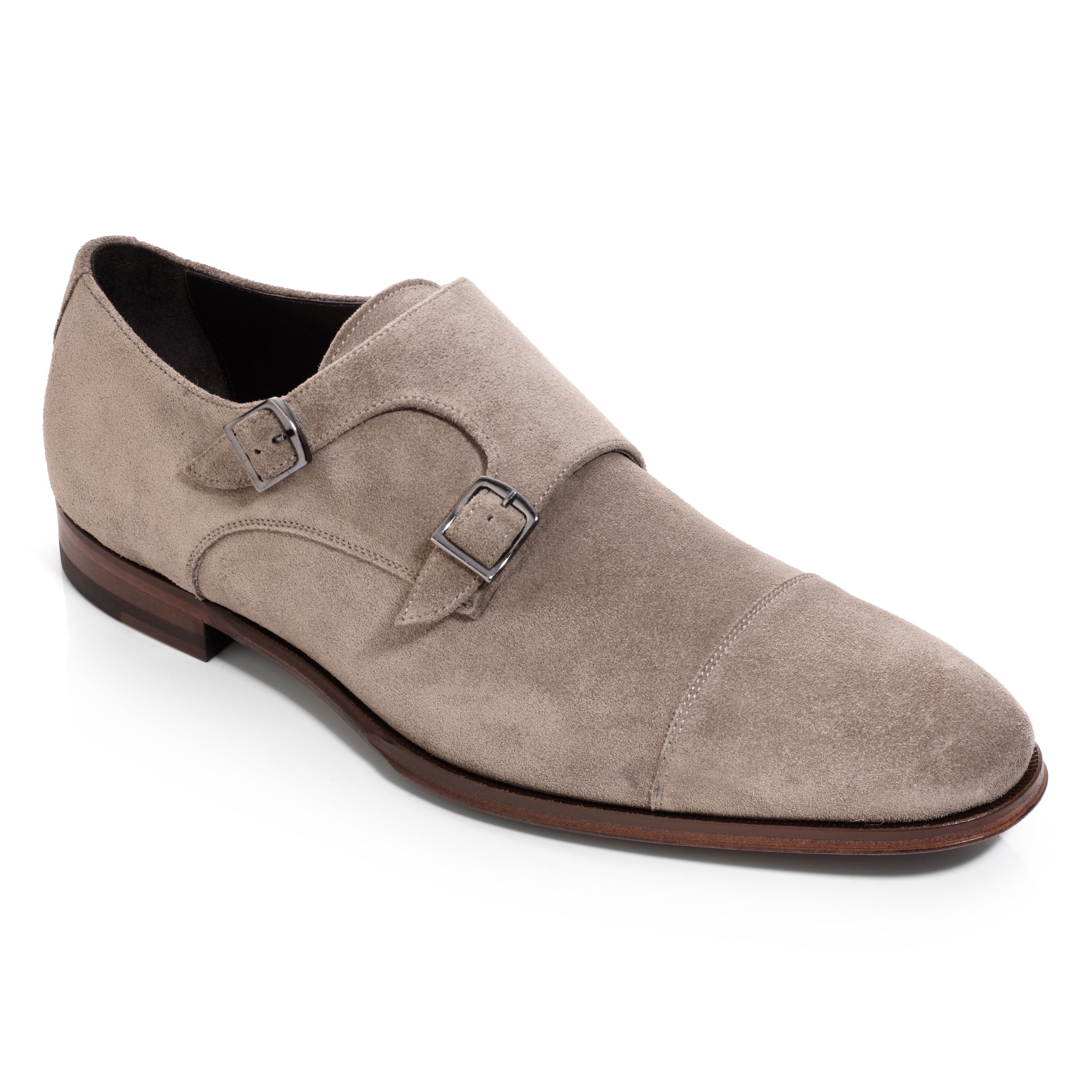 Addison Taupe Suede Double Buckle Monkstrap