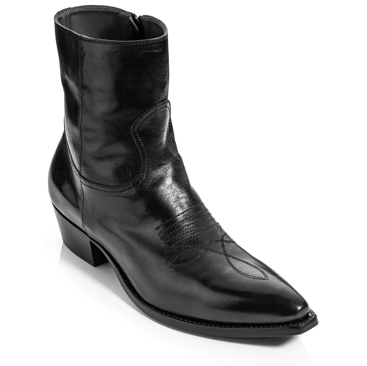 Deacon Black Calf Leather Western Boot by To Boot New York