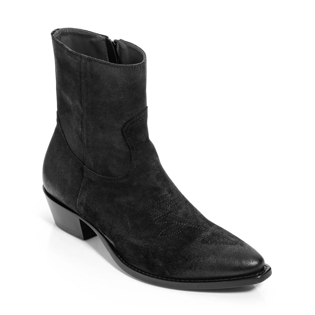 To Boot New York Atticus Black Suede Western Zip Boot
