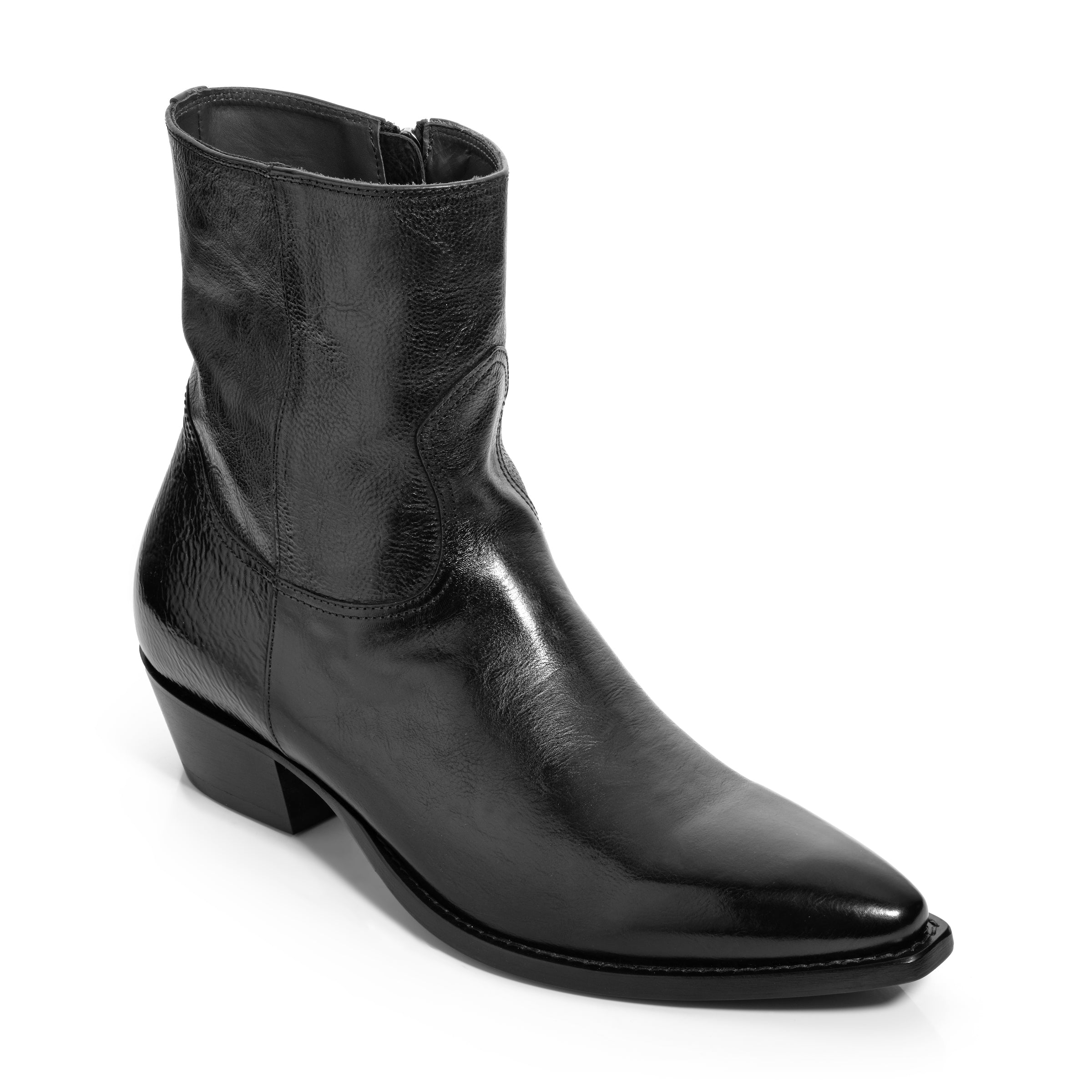 Augustus Black Leather Western Boot