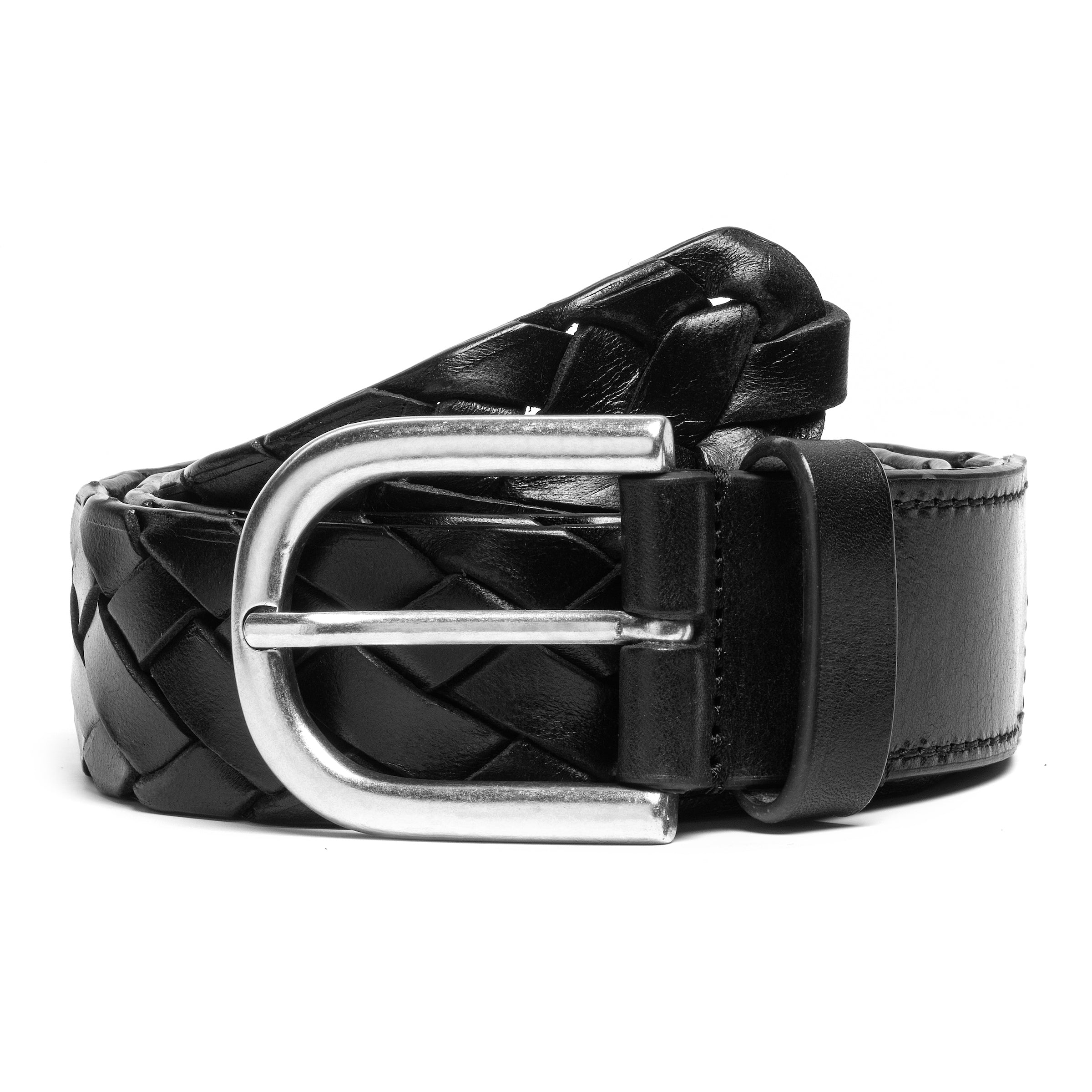 Black Handcrafted Intrecciato Belt