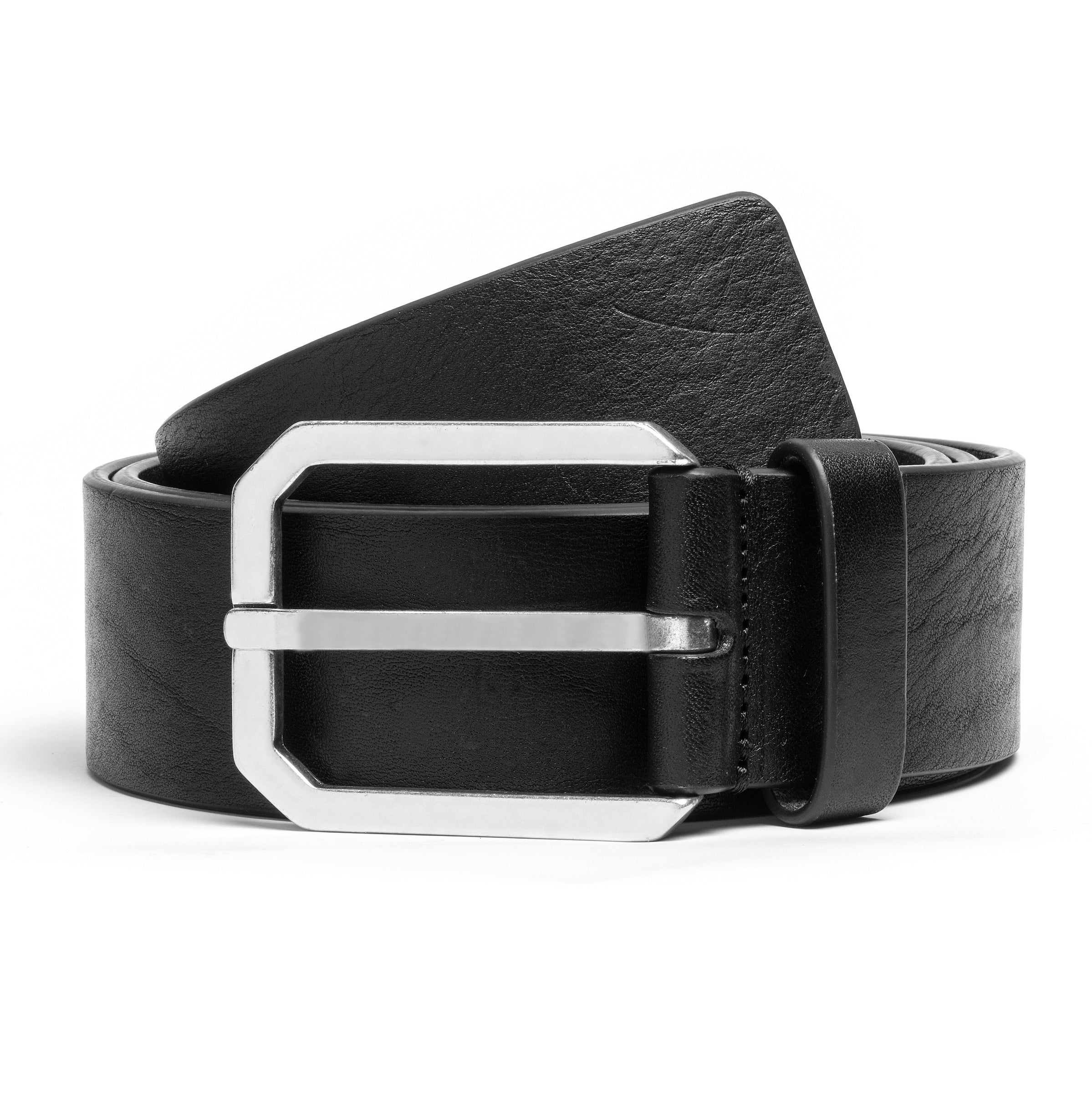 Black Calf Beveled Buckle Belt