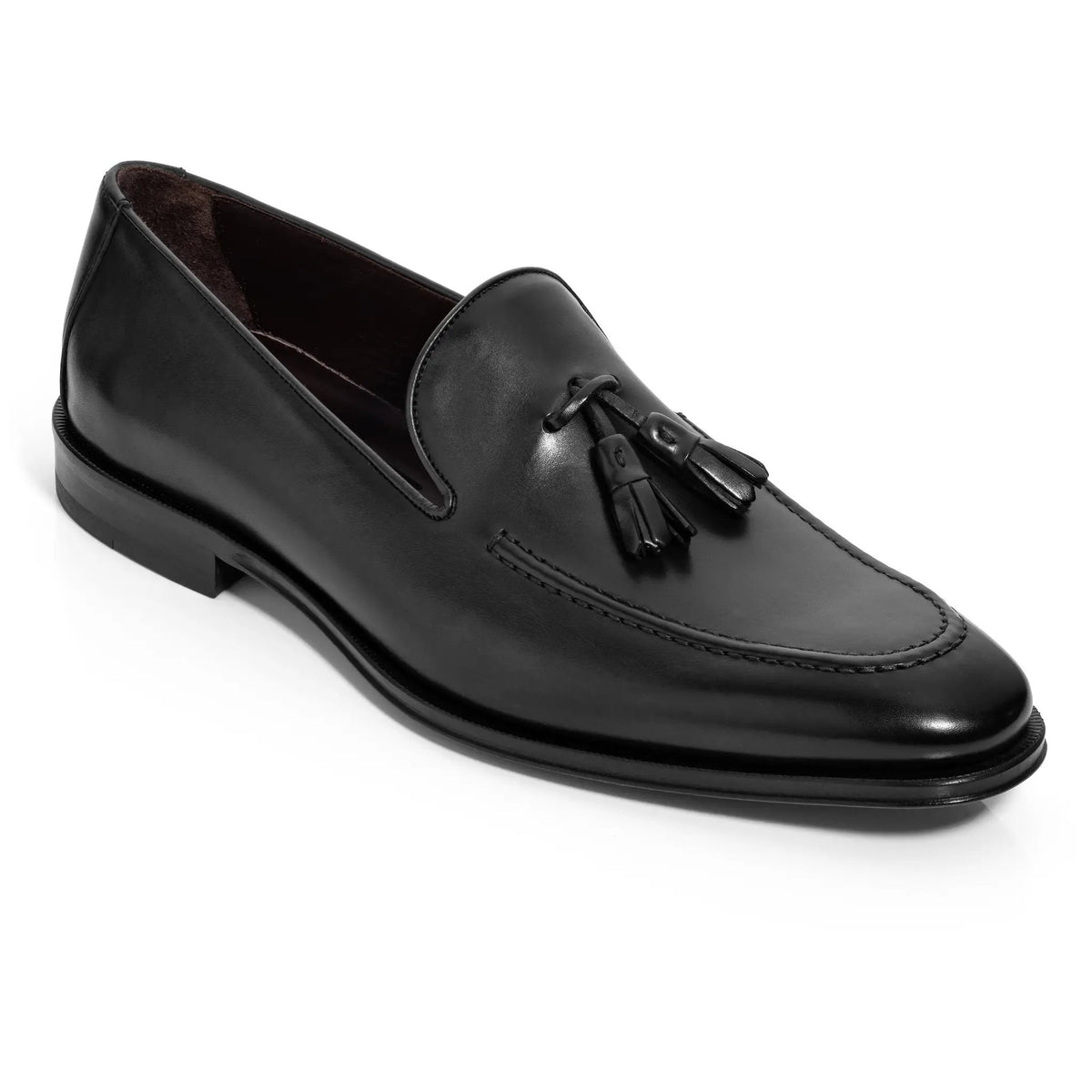 Maurizio Black Calf Leather Men's Tassel Loafer