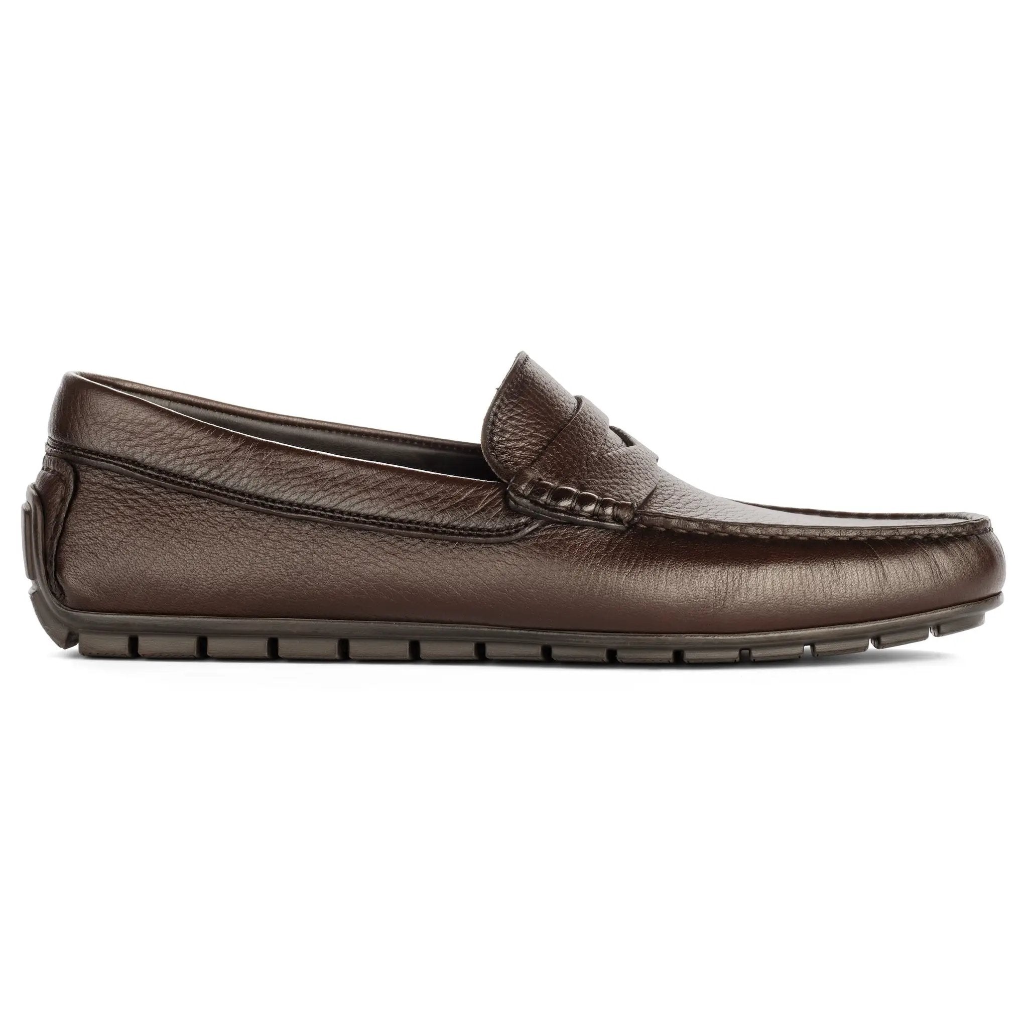 Admiral Dark Brown Deerskin Leather Penny Moccasin Driving Shoe by To Boot New York