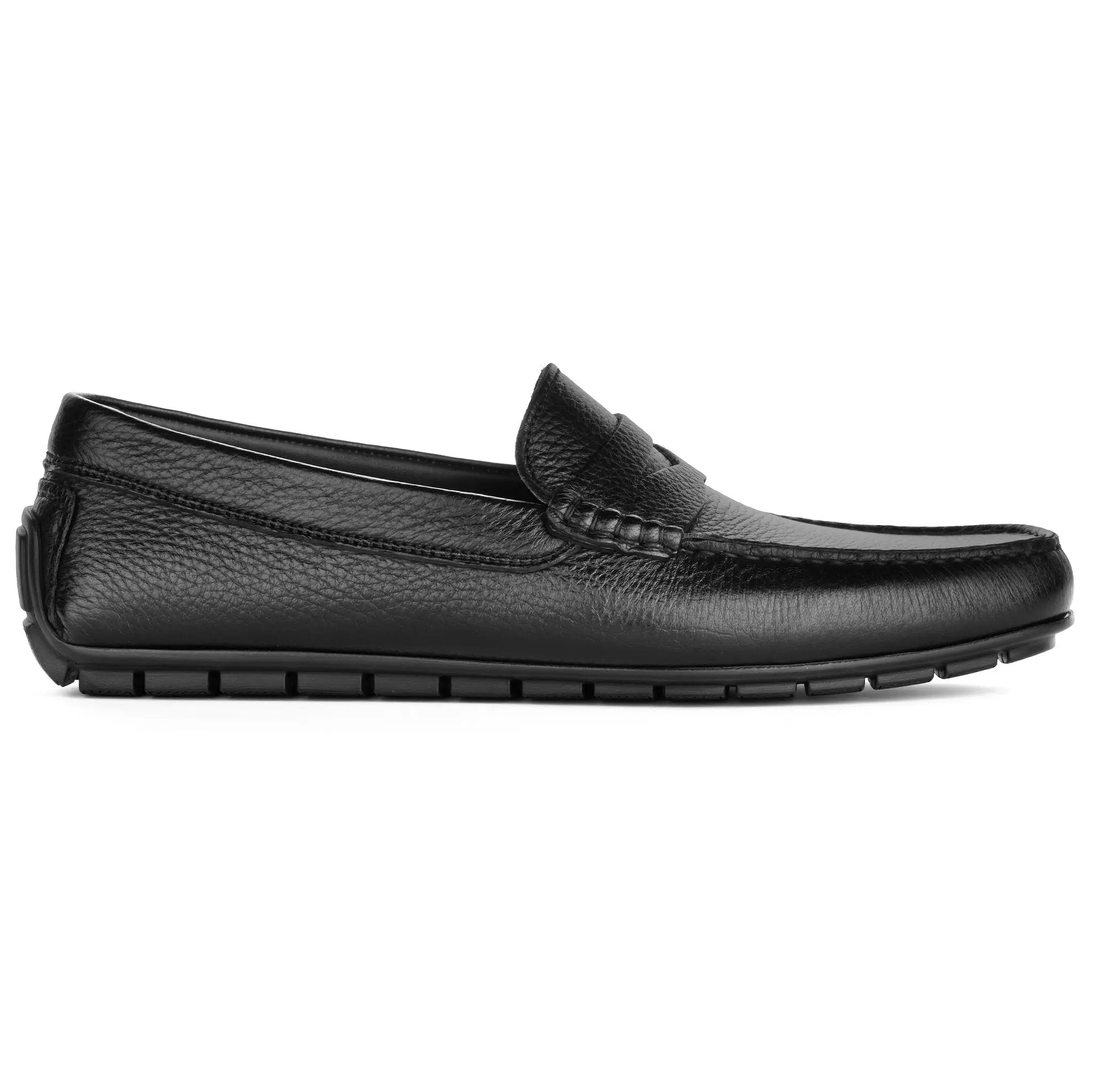 Admiral Black Deerskin Leather Penny Moccasin Driving Shoe by To Boot New York