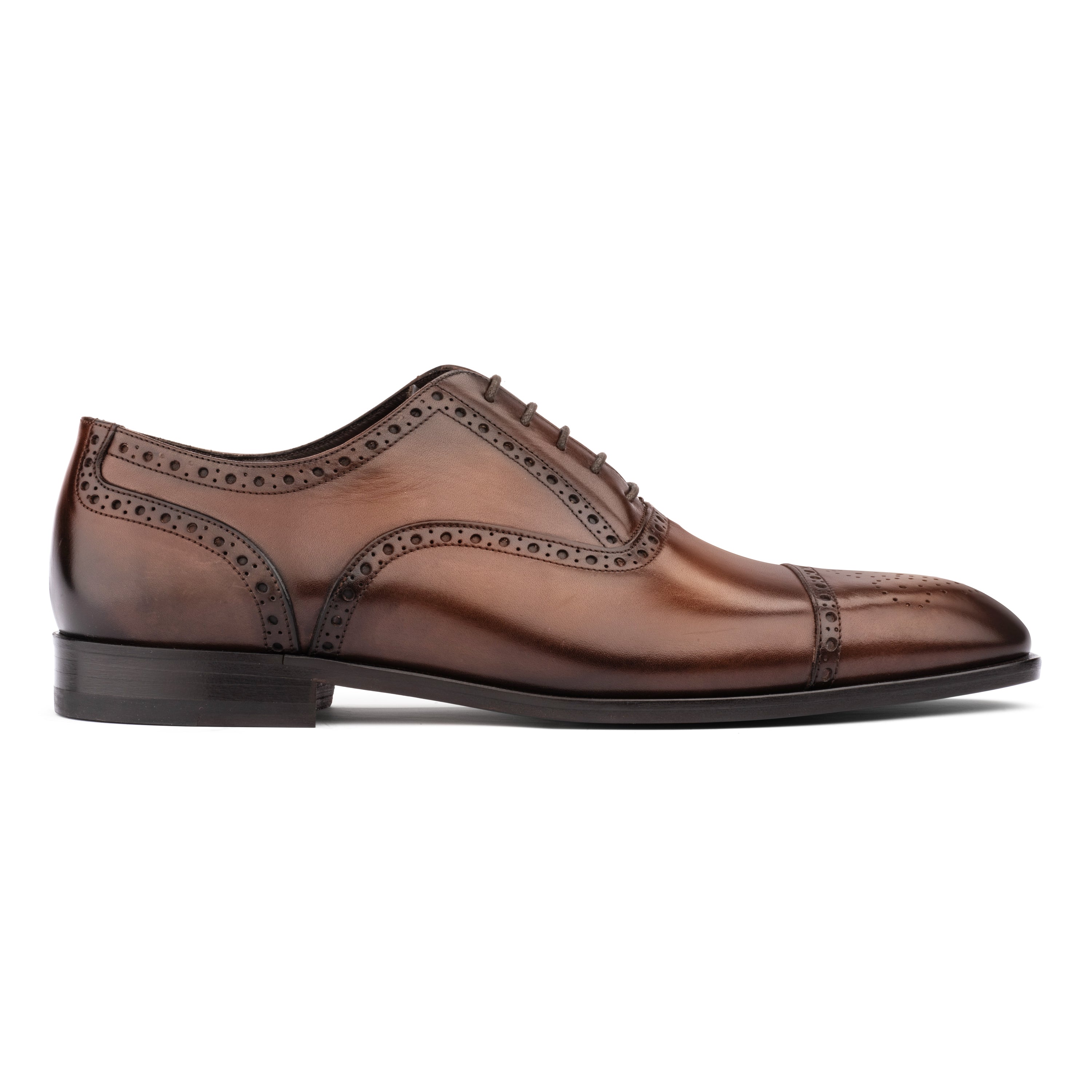 Connors Dark Brown Burnish Medallion Cap Toe