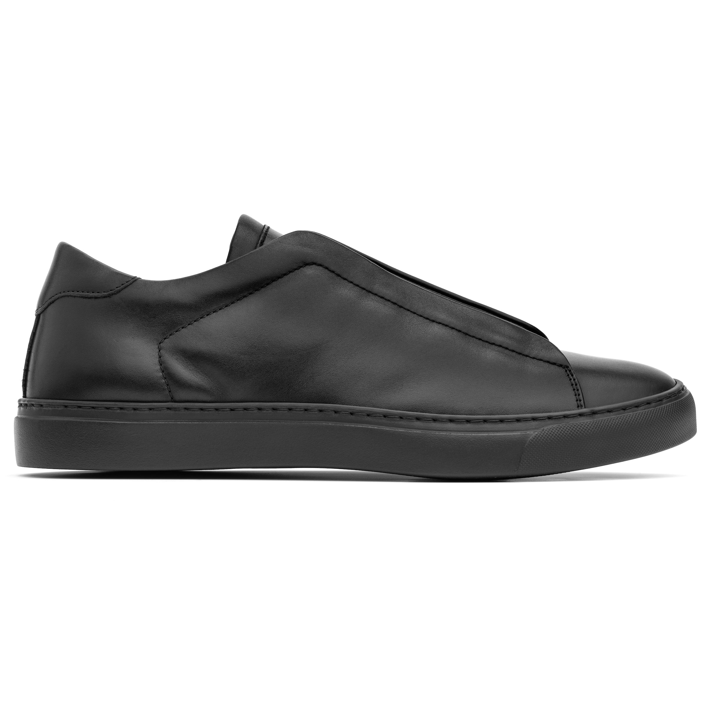 Bolla Black Soft Calf / Black Sole Slip on Sneaker