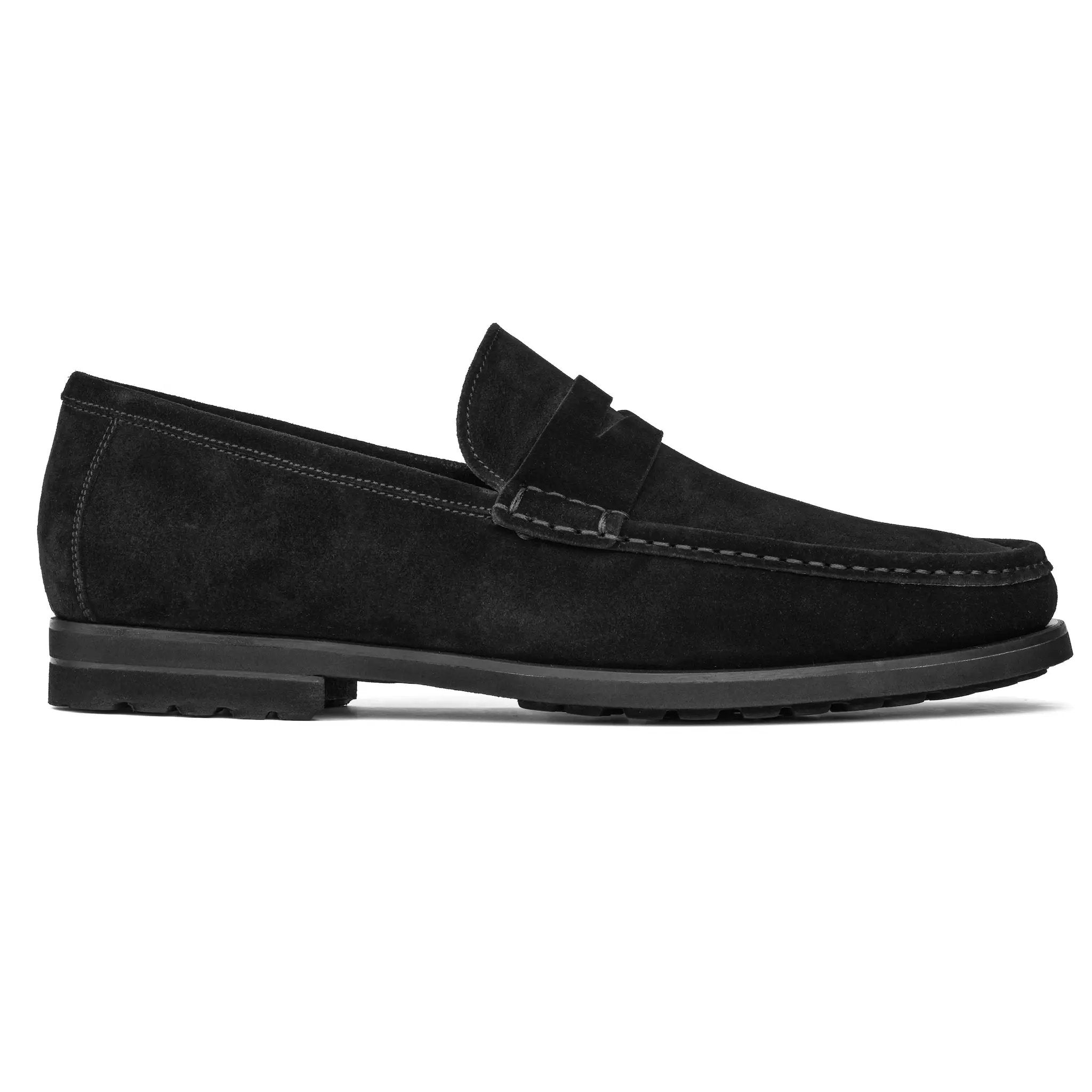 Belfast Black Suede Penny Loafer by To Boot New York
