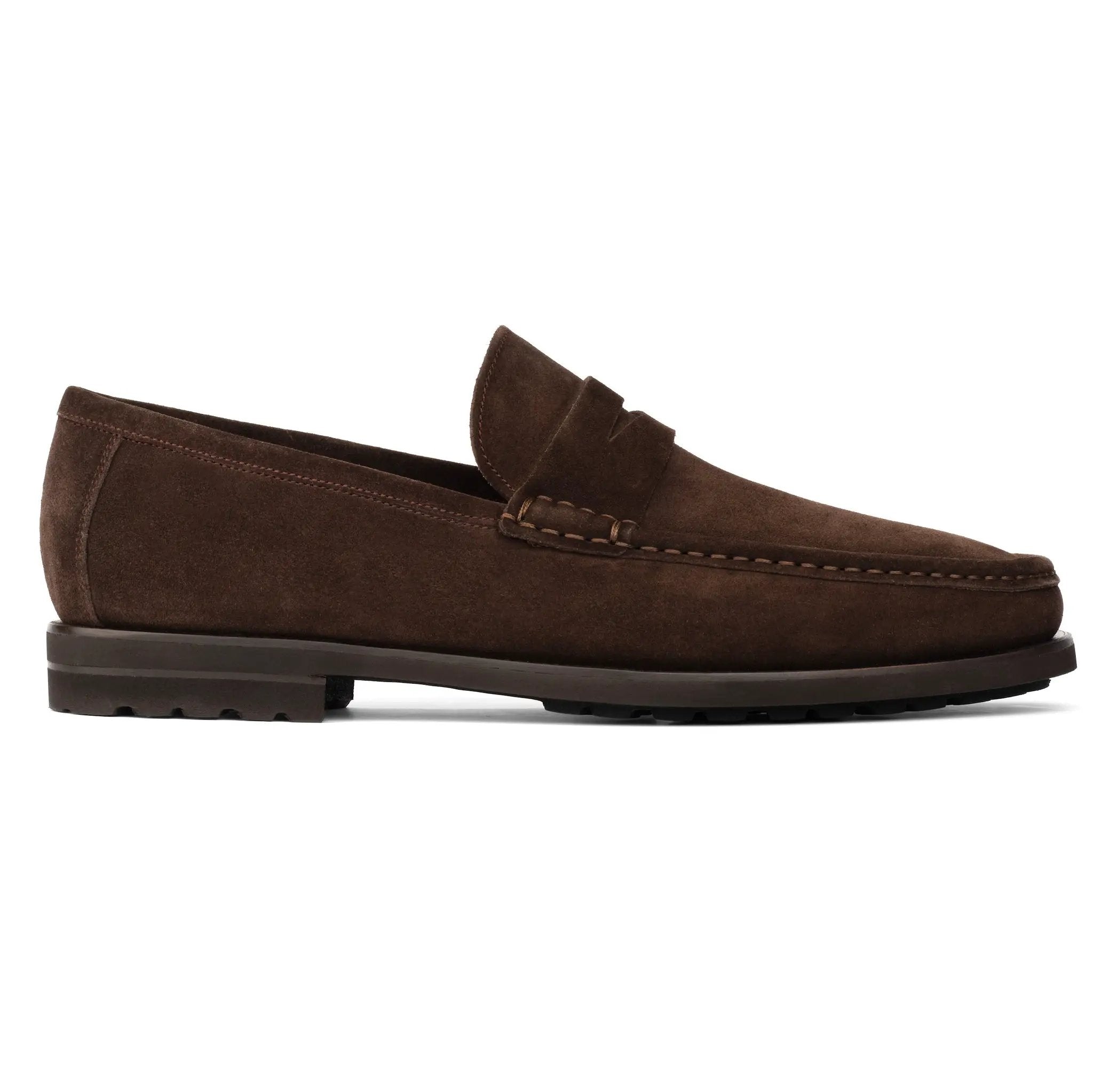 Belfast Dark Brown Suede Penny Loafer by To Boot New York