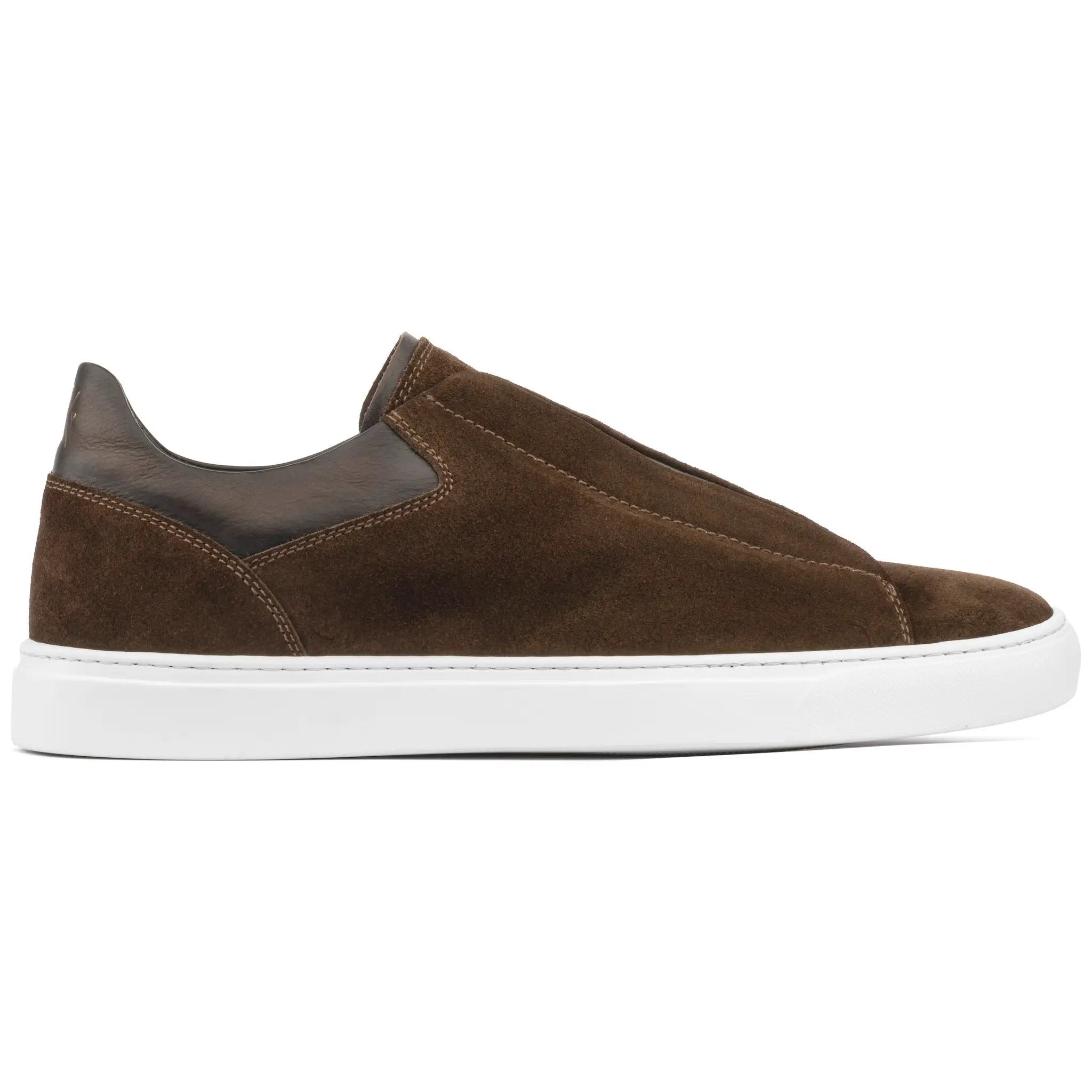 Alberta Dark Brown Suede Elastic Slip-On Sneaker by To Boot New York