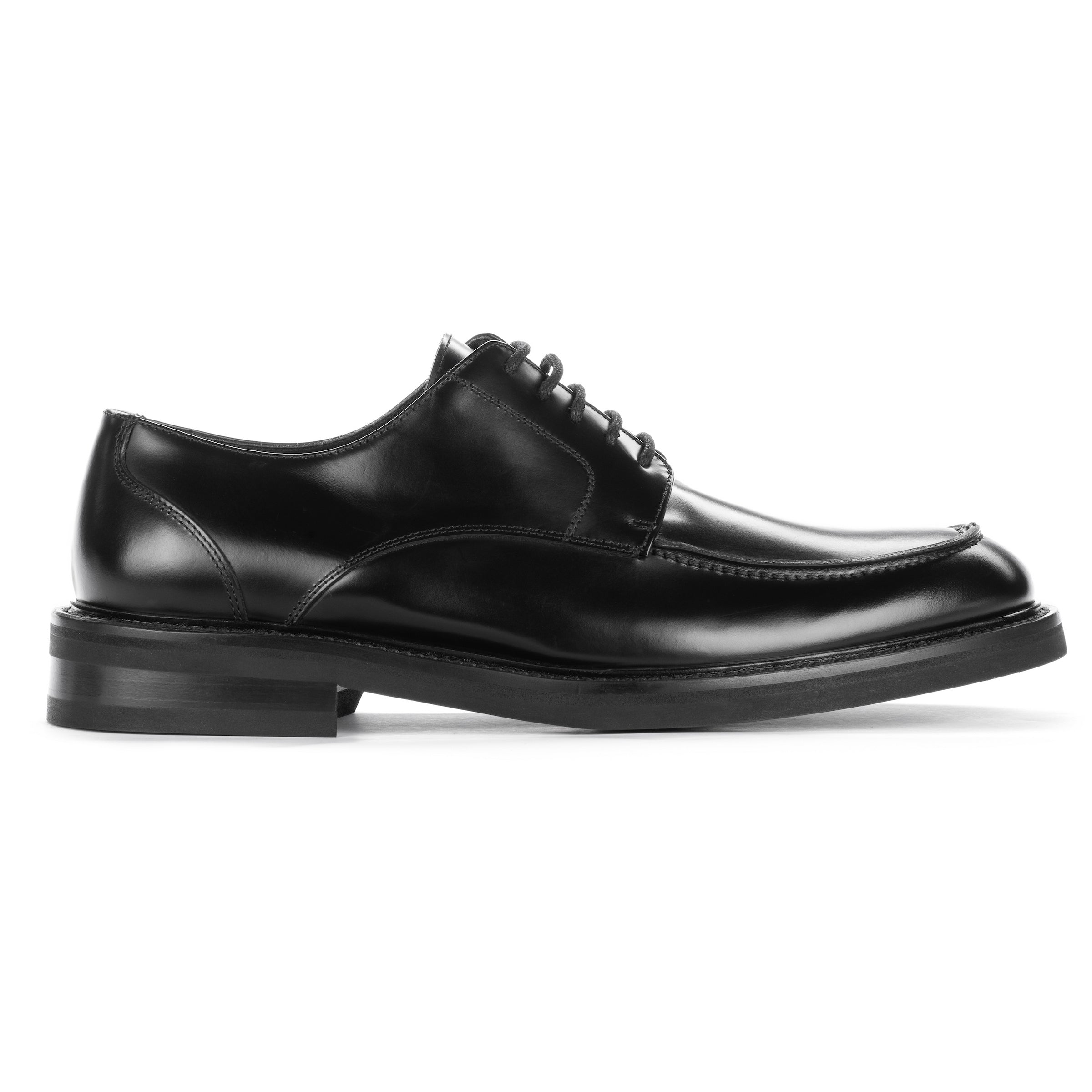 Curtis Black Calf Leather Apron Toe Derby Oxford