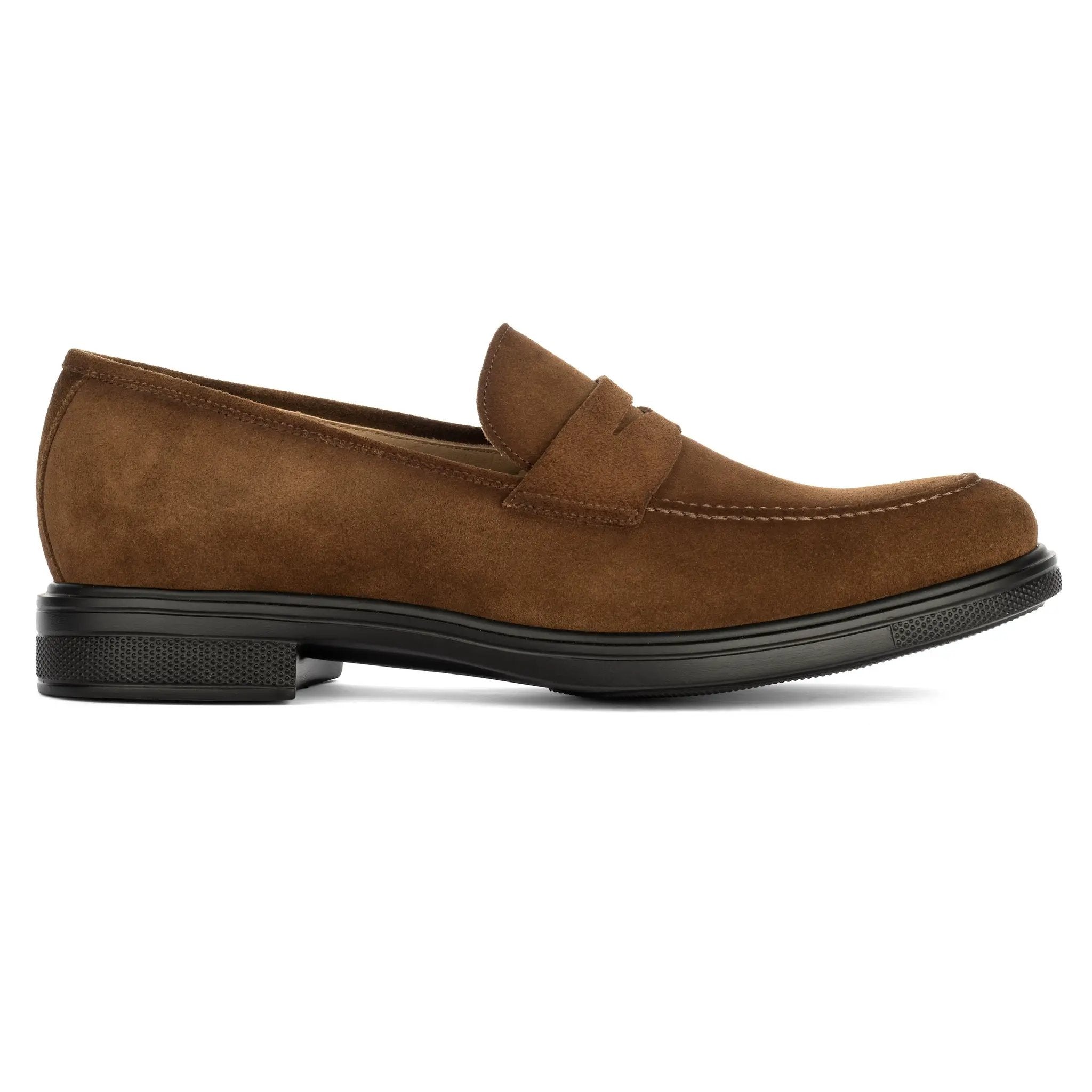 Joey Water-Repellent Mid Brown Suede Penny Loafer by To Boot New York