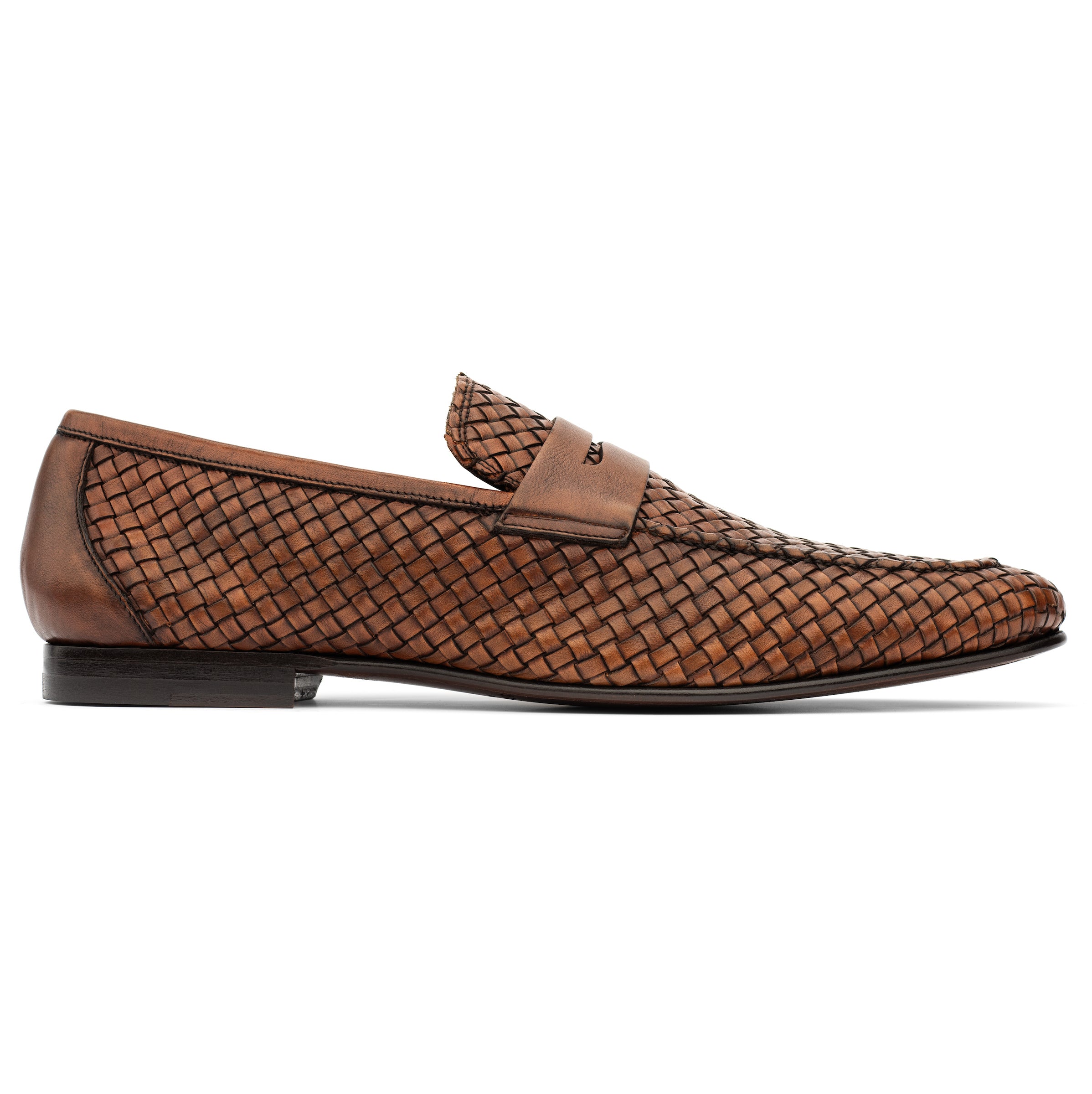 Zenith Cognac Woven Leather Loafer
