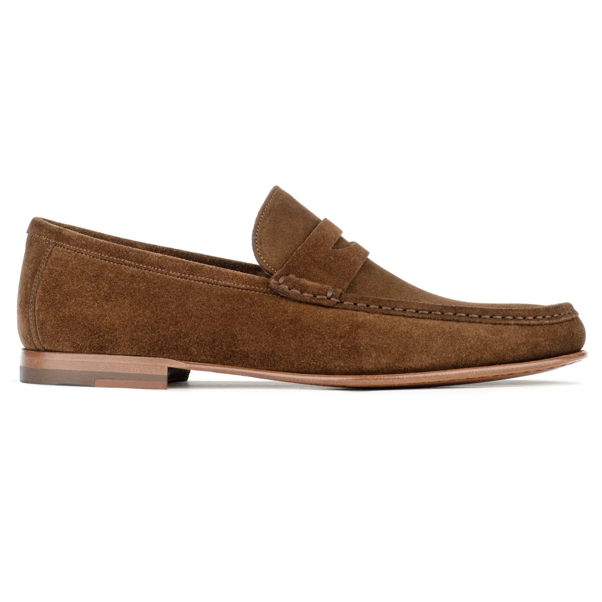 Dylan Mid Brown Suede Penny Loafer by To Boot New York
