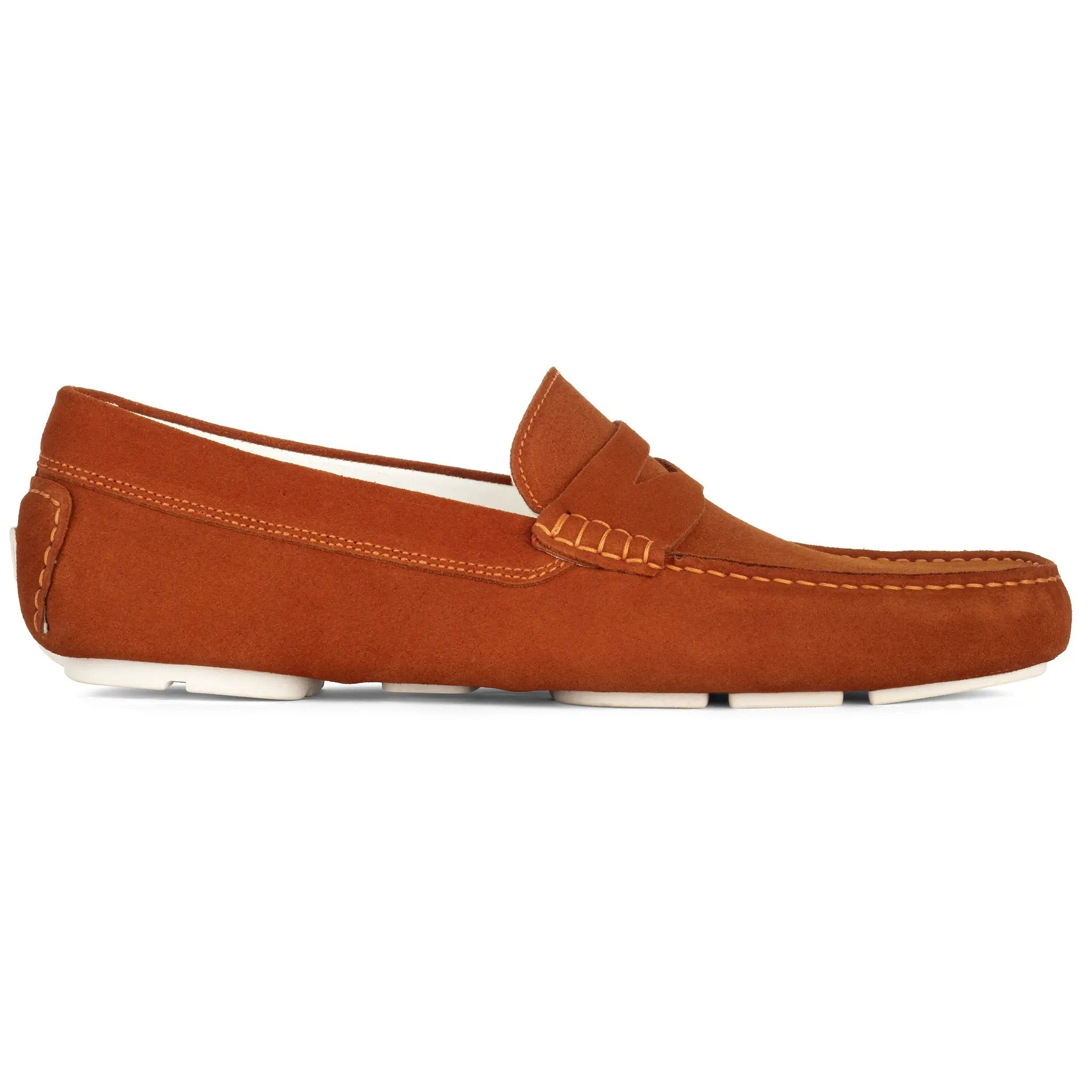 Carmel Orange Suede Penny Loafer Driving Shoe by To Boot New York