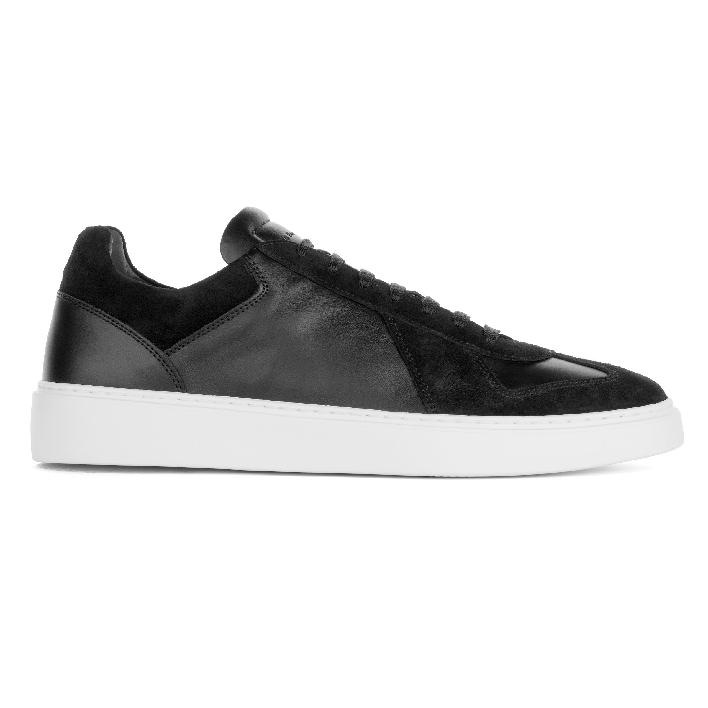 Oakmont Black Leather & Suede Luxury Low-Top Sneakers