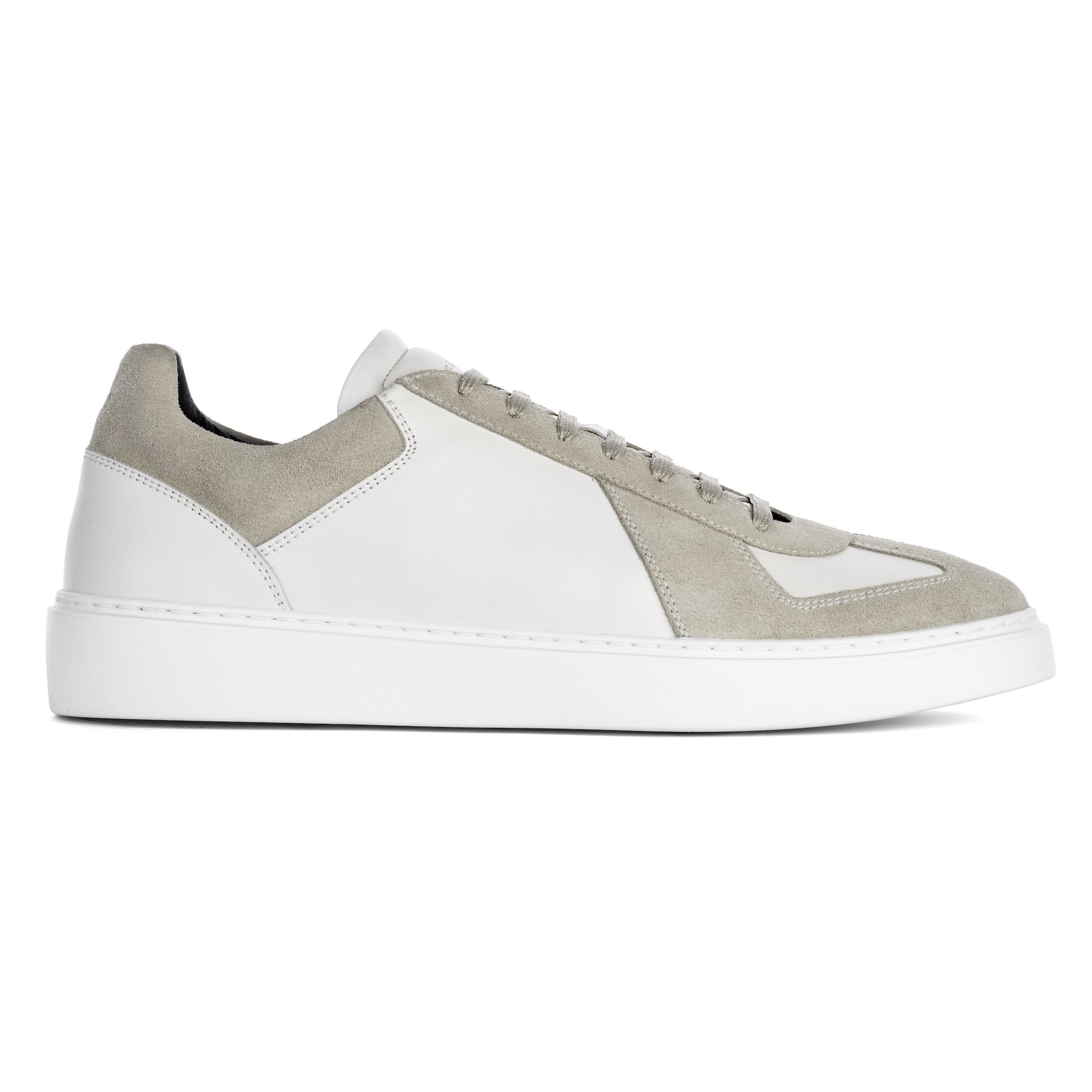 Oakmont White Leather & Suede Luxury Low-Top Sneakers