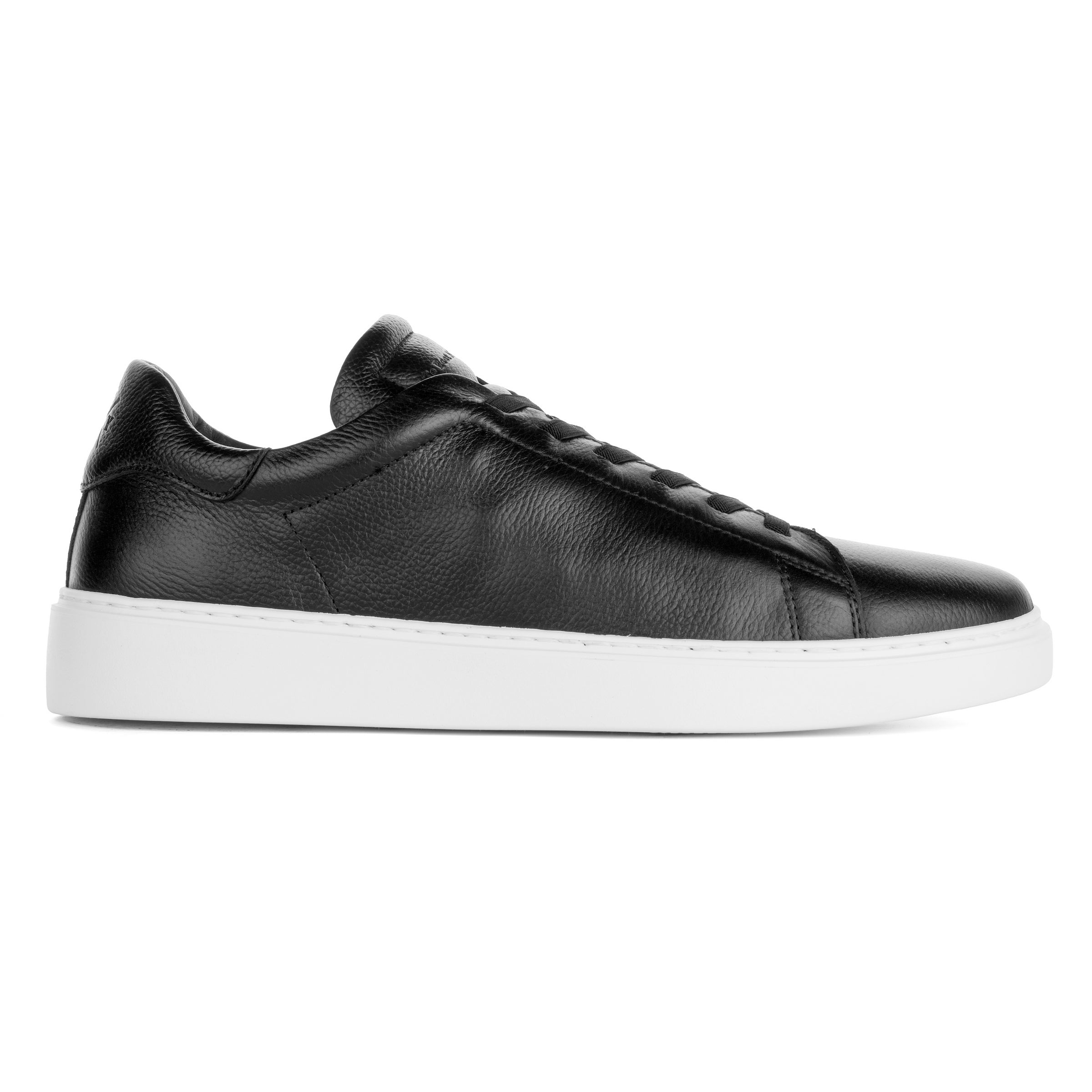 James Black Leather Stretch Lace Luxury Low-Top Sneaker