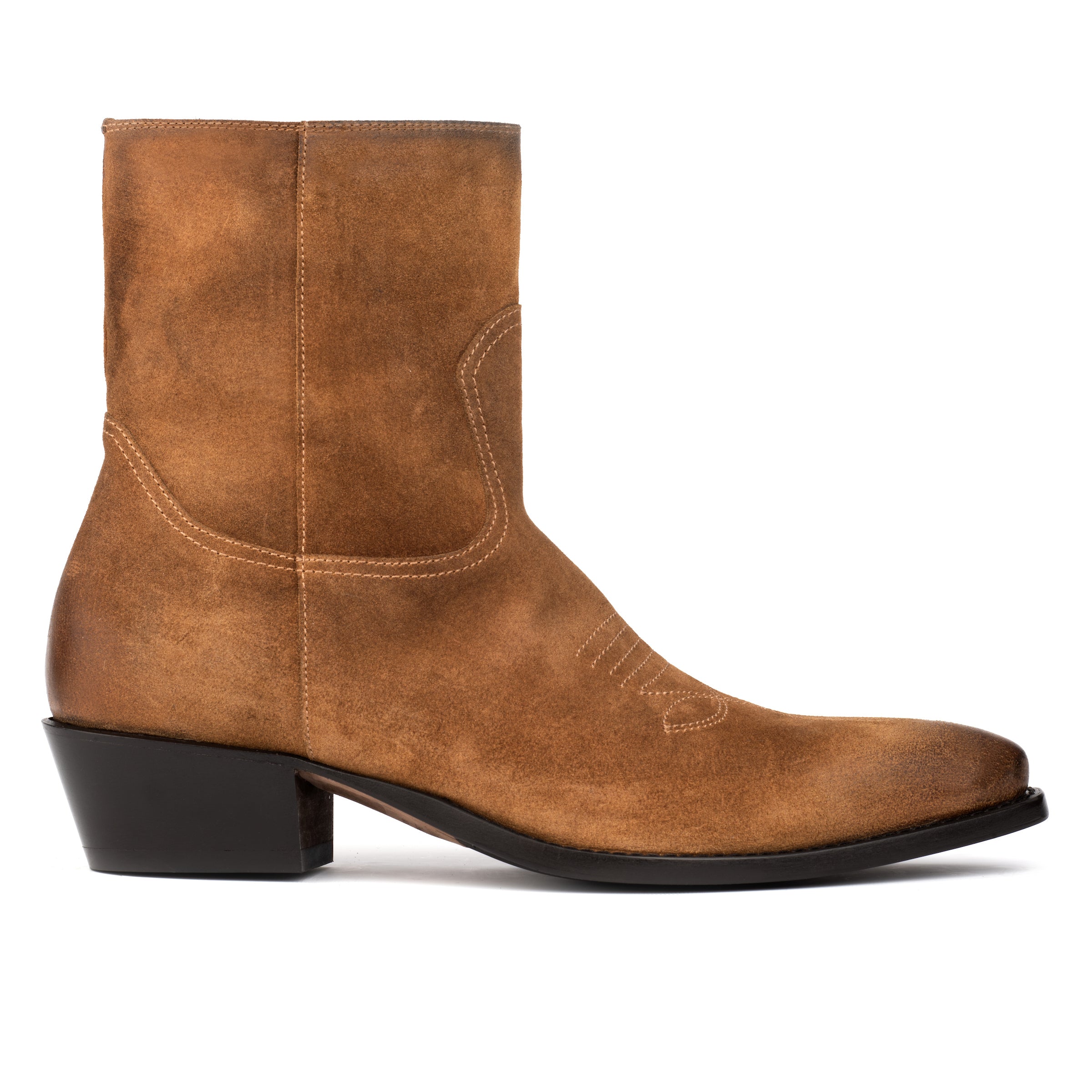 Atticus Whiskey Suede Western Zip Boot