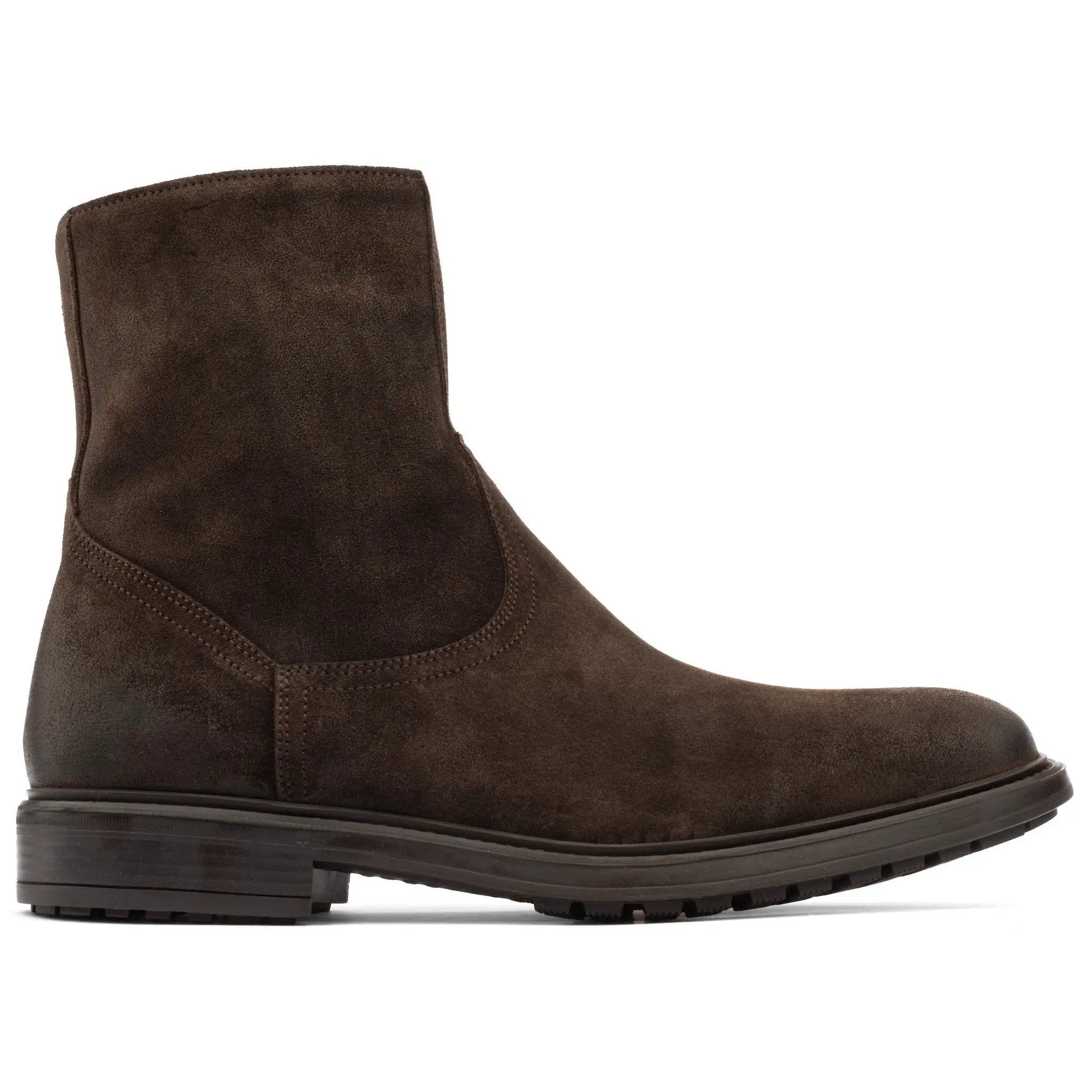 Muller Dark Brown Waxed Suede Plain Toe Zip Boot by To Boot New York