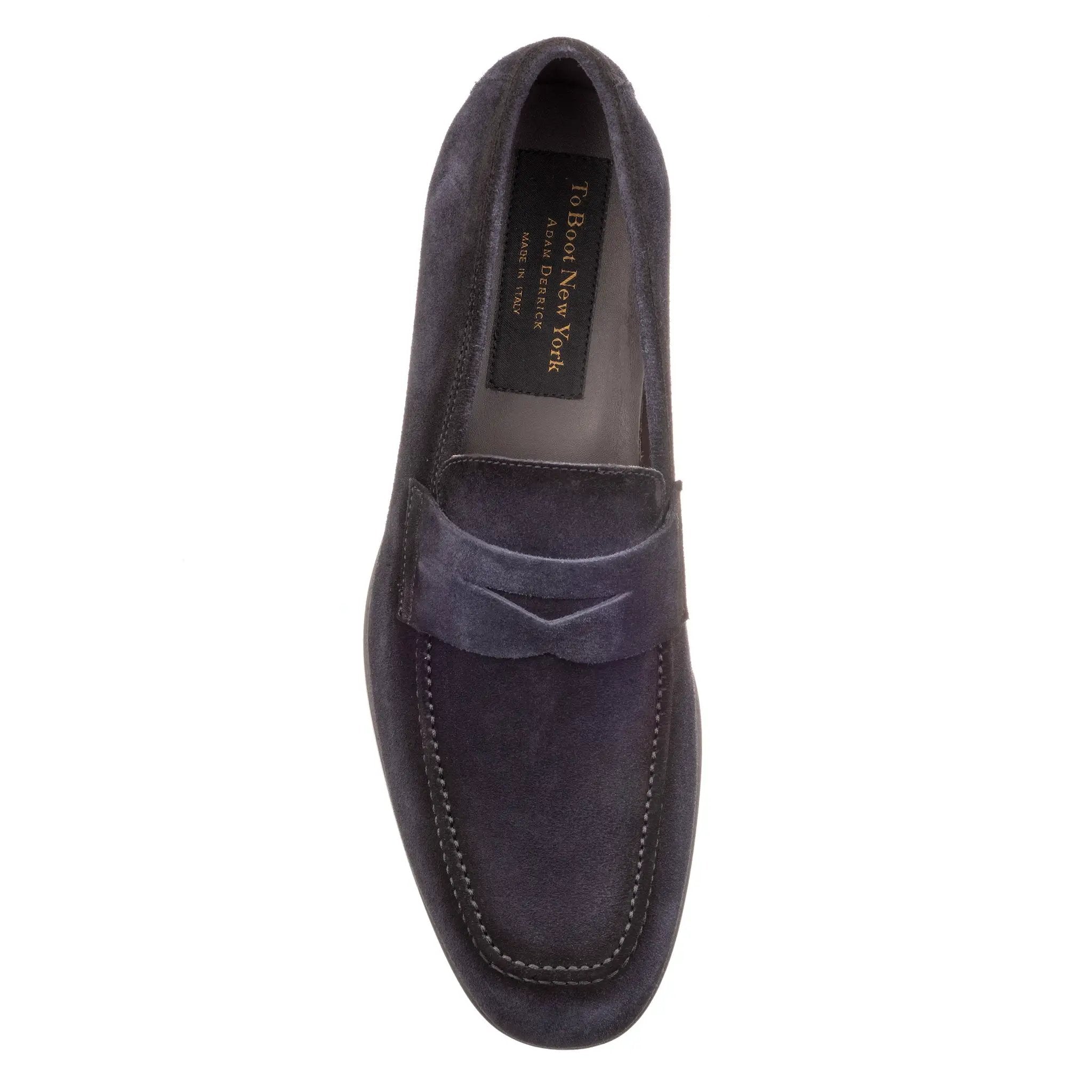 Ronny Navy Aero Suede Slip-On Penny Loafer by To Boot New York