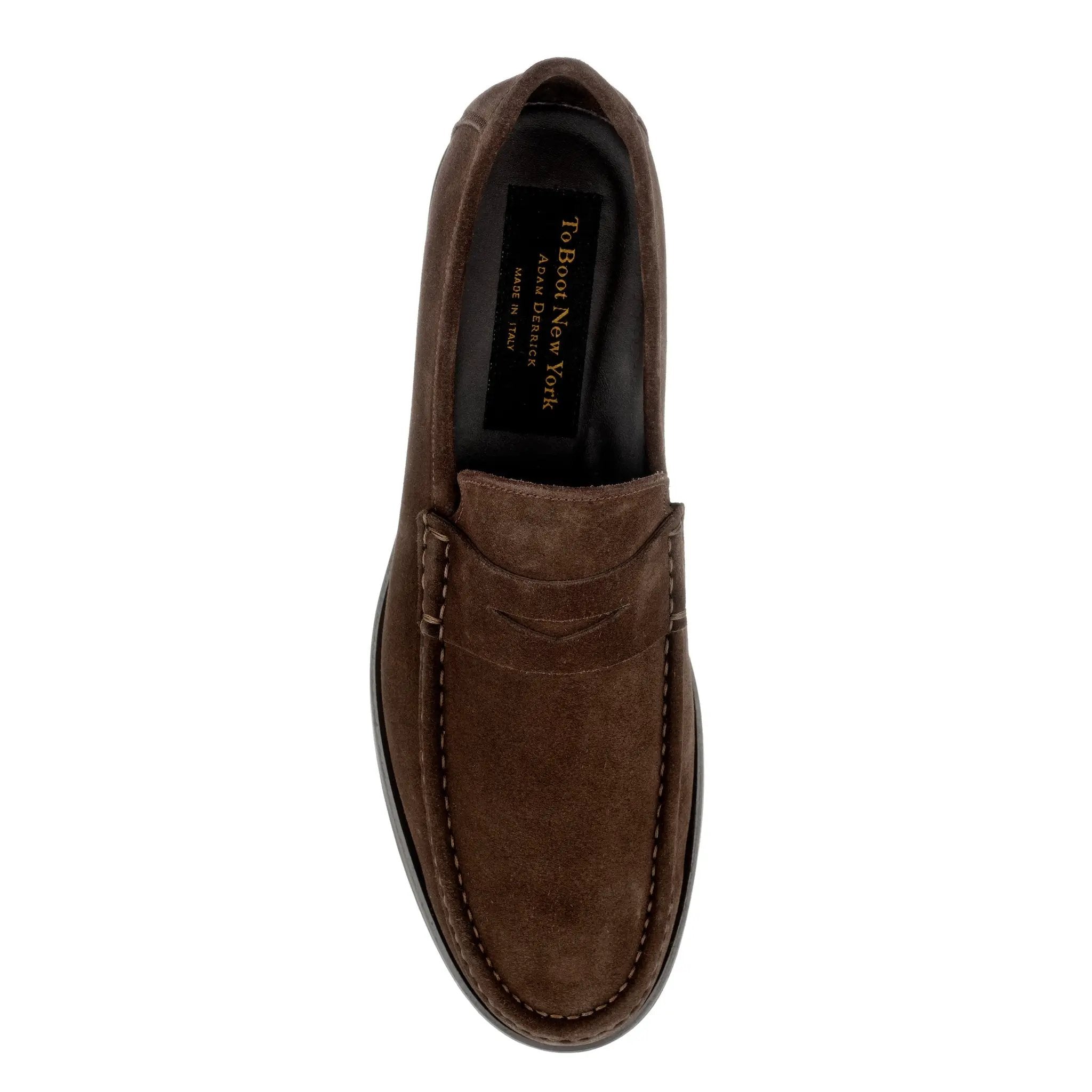 Belfast Dark Brown Suede Penny Loafer by To Boot New York