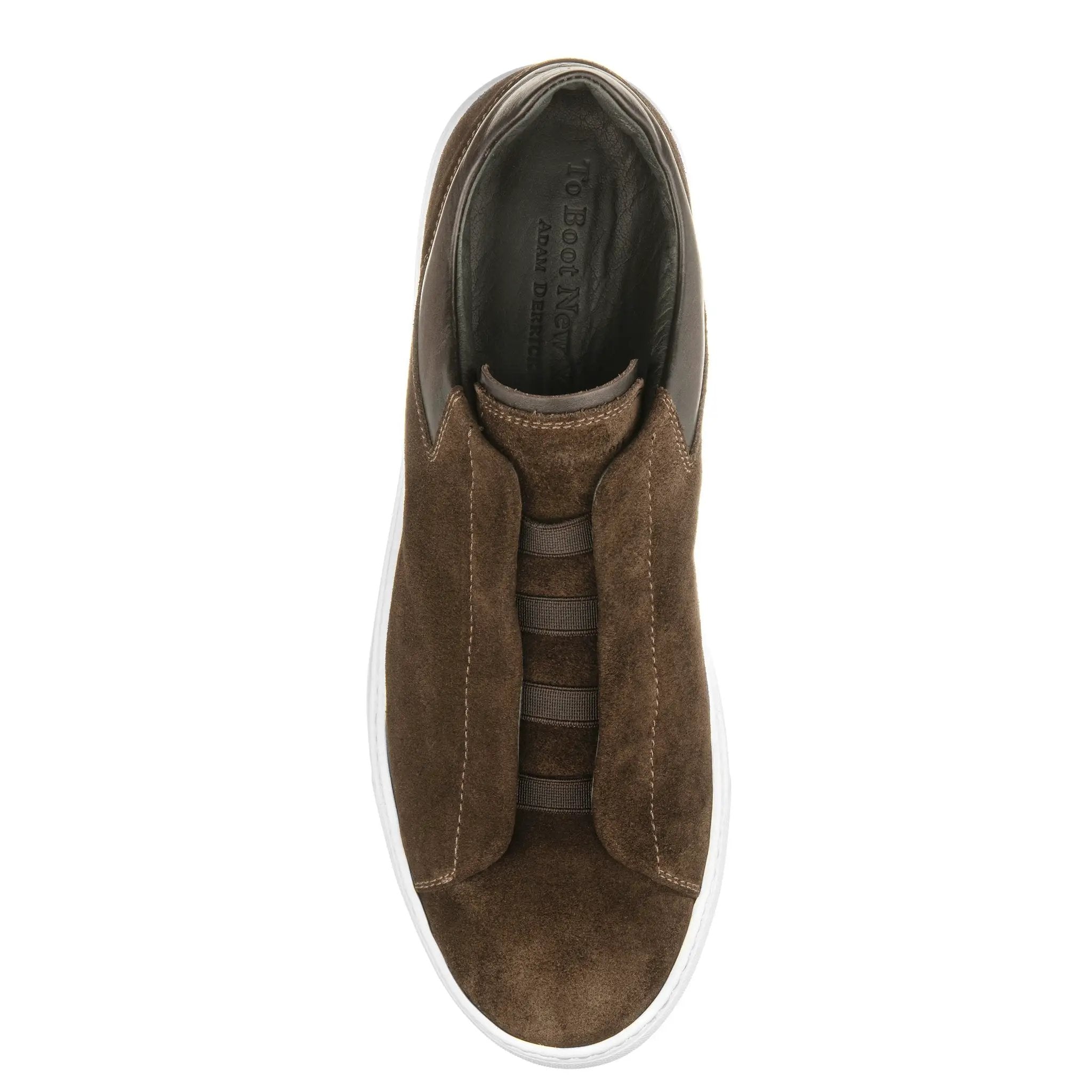 Alberta Dark Brown Suede Elastic Slip-On Sneaker by To Boot New York