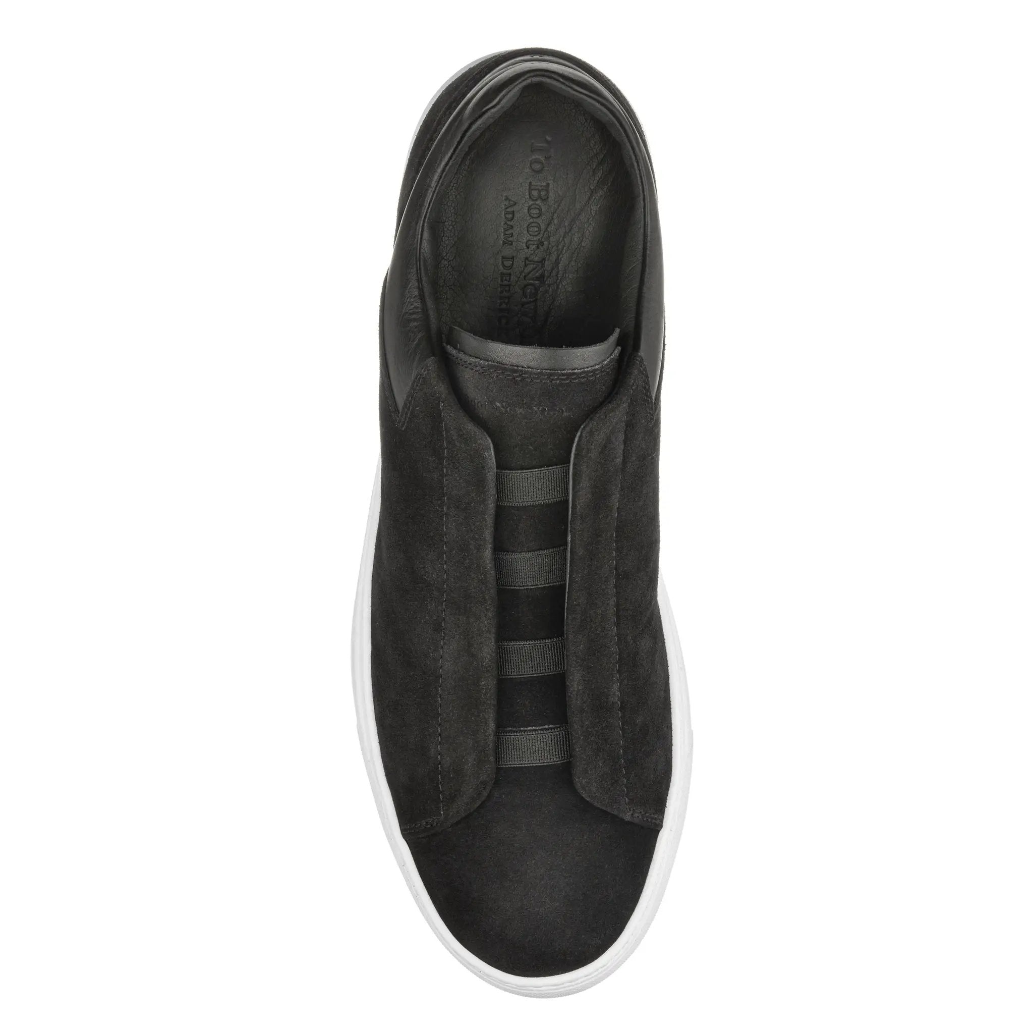 Alberta Black Suede Elastic Slip on Sneaker by To Boot New York