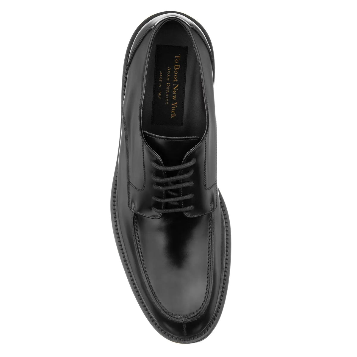 Curtis Black Calf Leather Apron Toe Derby Oxford display picture 2