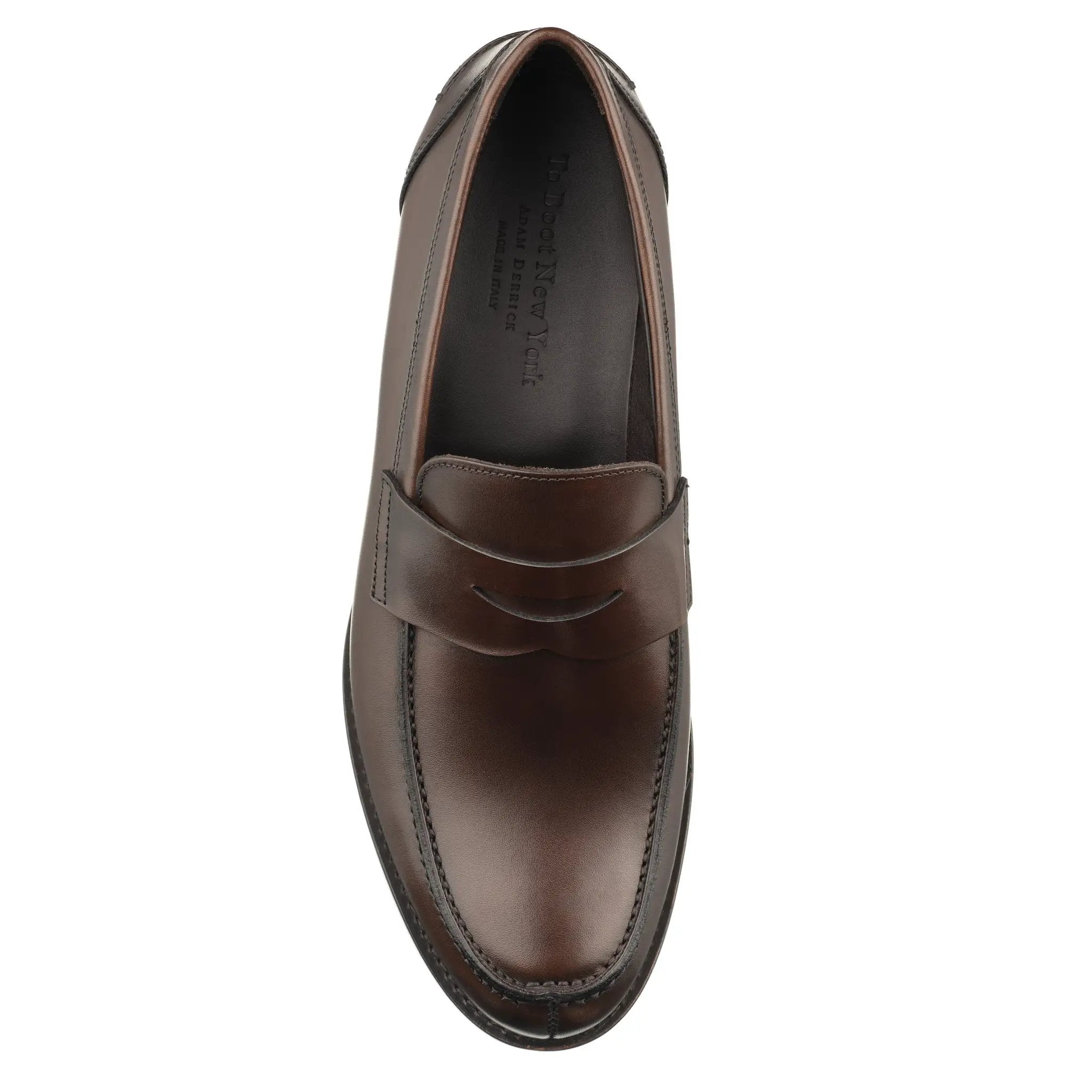 Atlantis Dark Brown Box Calf Leather Penny Loafer by To Boot New York