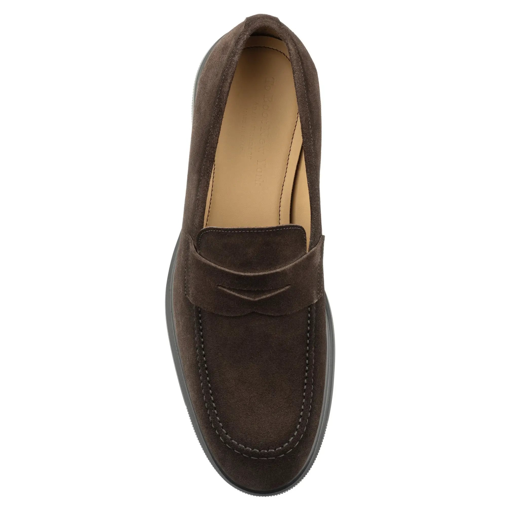 Joey Water-Repellent Dark Brown Suede Penny Loafer by To Boot New York