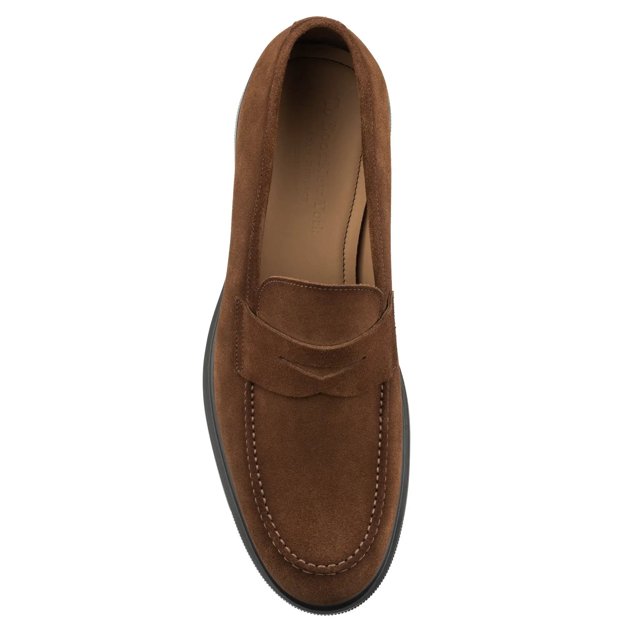 Joey Water-Repellent Mid Brown Suede Penny Loafer by To Boot New York