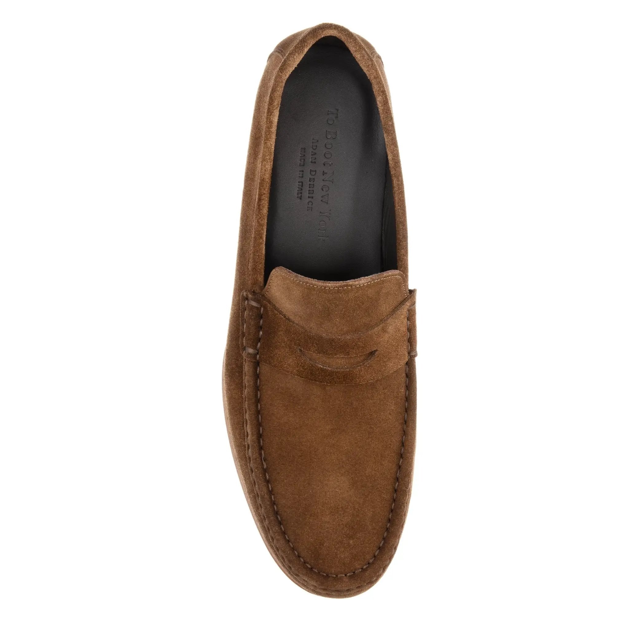 Dylan Mid Brown Suede Penny Loafer by To Boot New York
