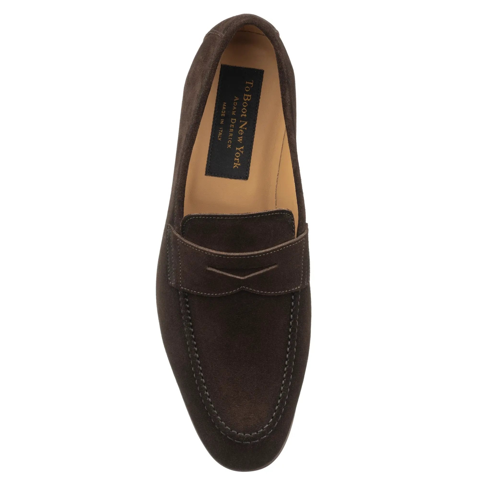 Jenner Dark Brown Suede Penny Loafer by To Boot New York