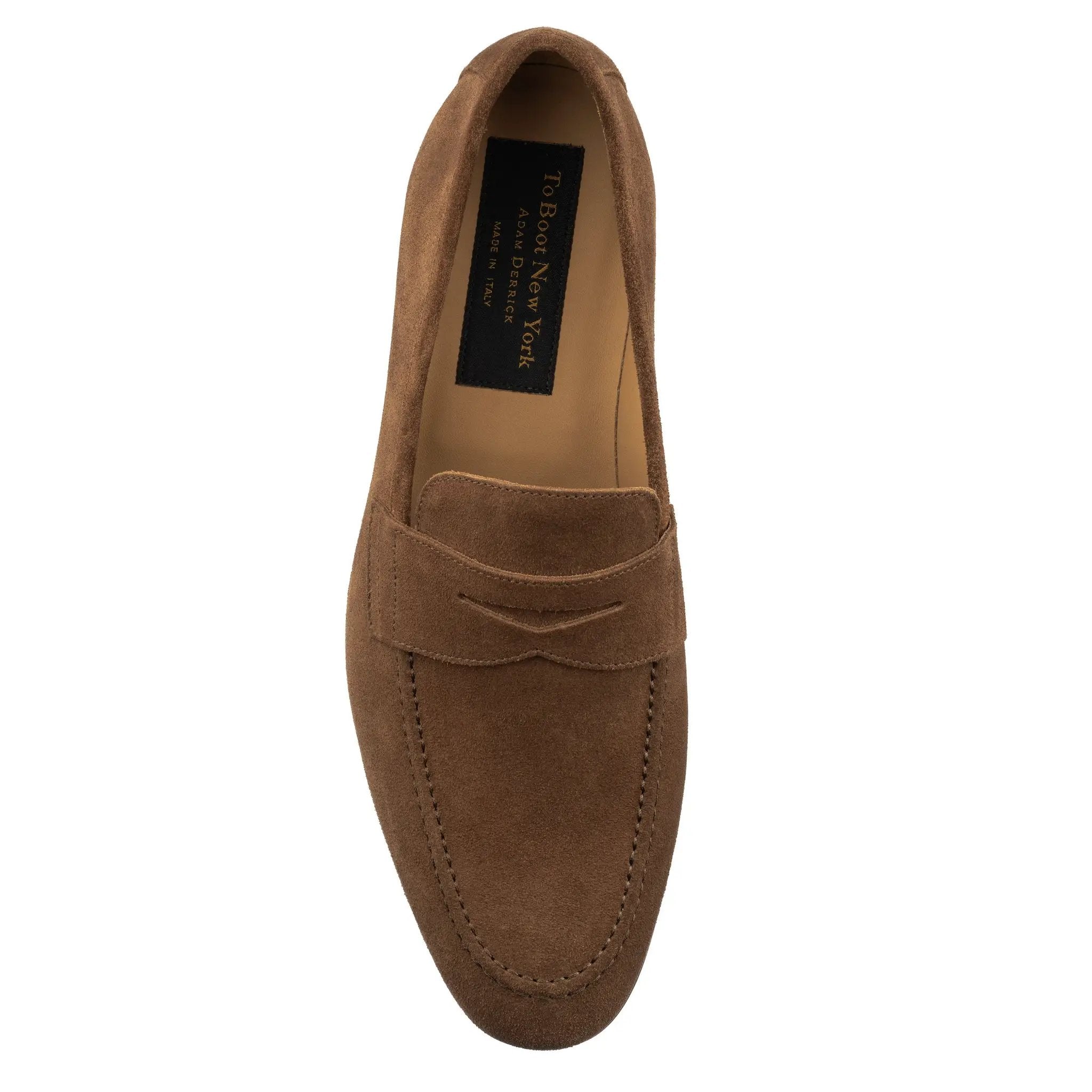 Jenner Medium Brown Suede Penny Loafer by To Boot New York