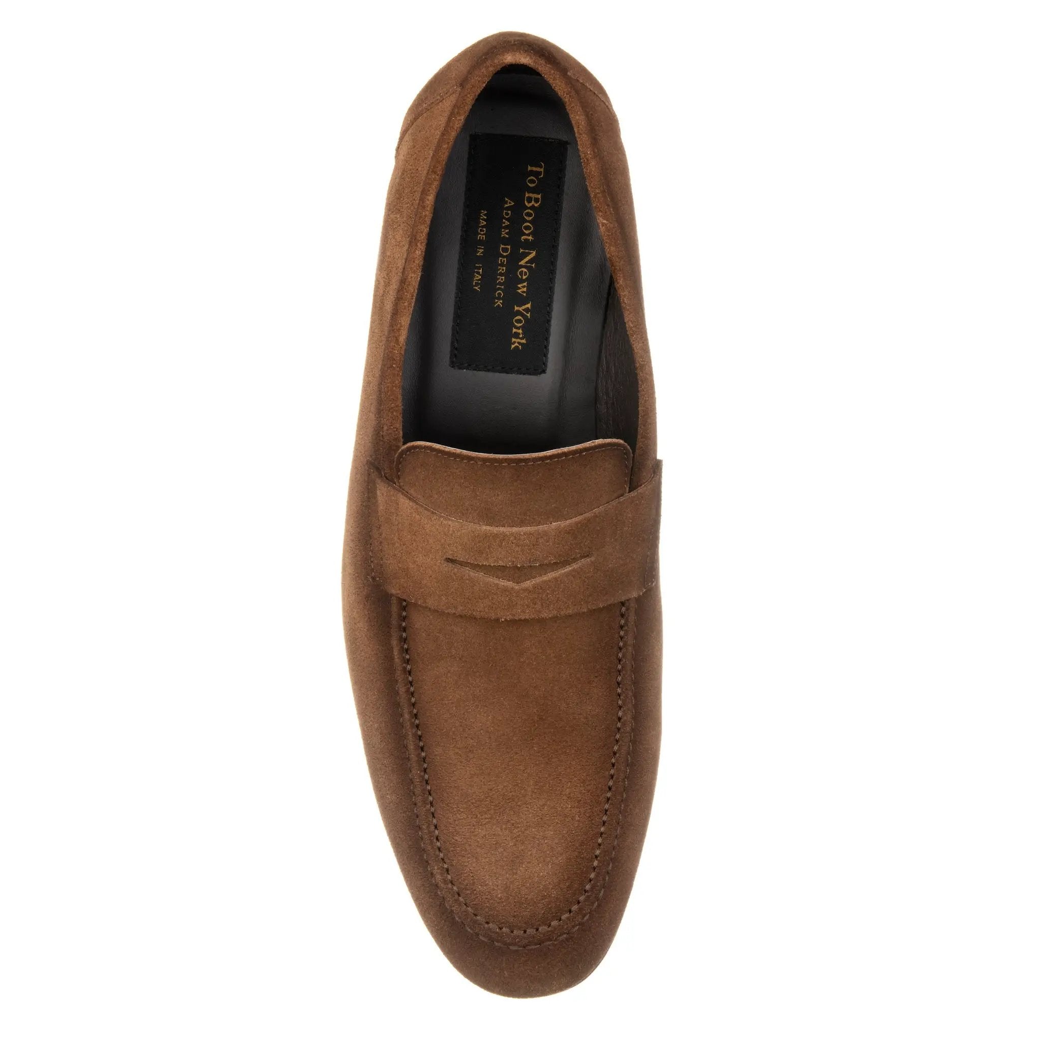 Aldrin Mid Brown Suede Penny Loafer by To Boot New York