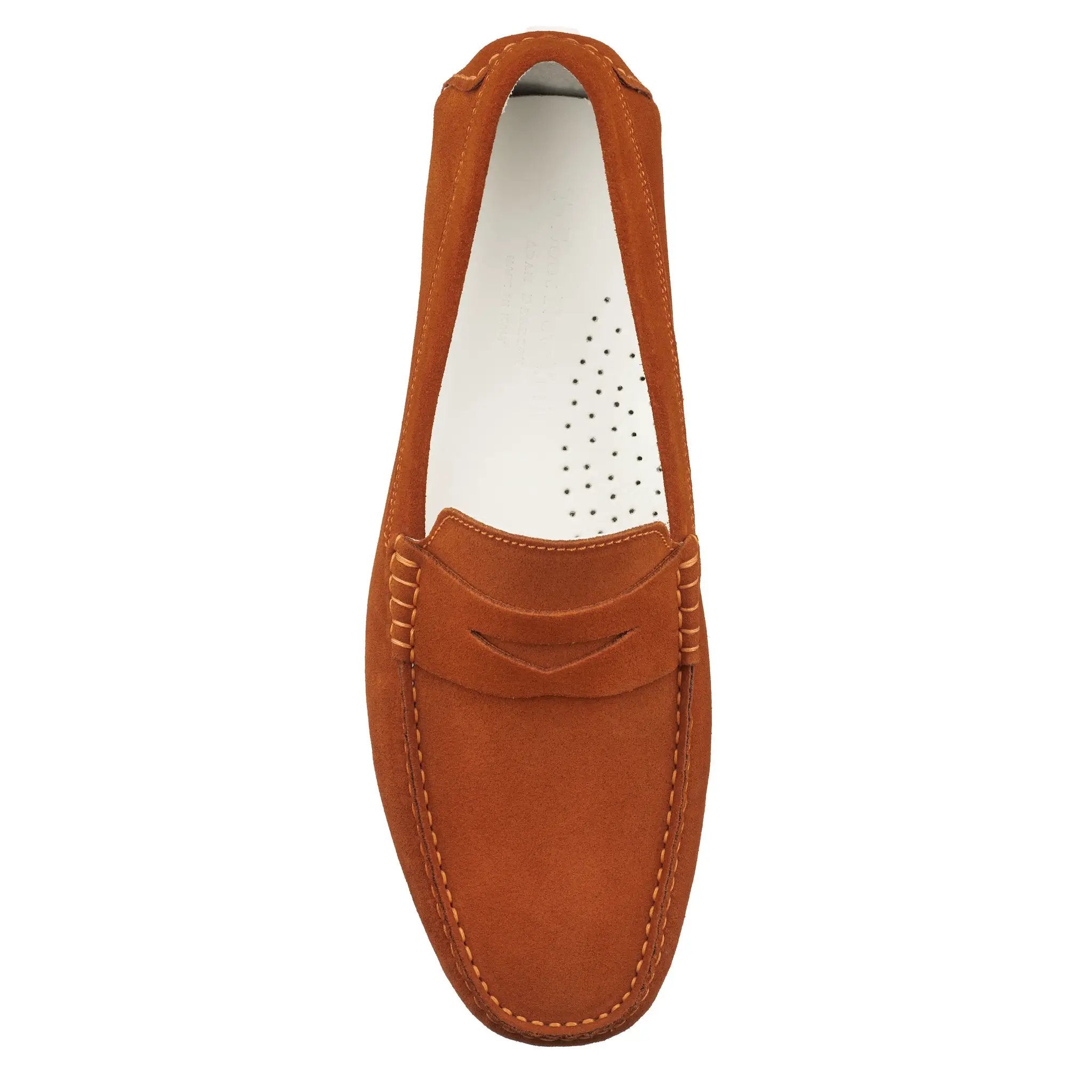 Carmel Orange Suede Penny Loafer Driving Shoe by To Boot New York