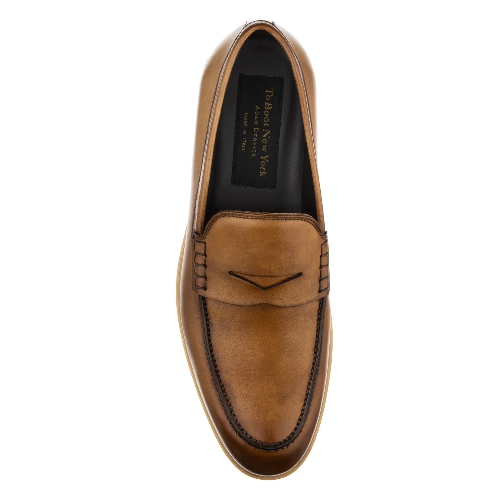 Nelson Burnished Tan Calf Slip-On Loafer by To Boot New York