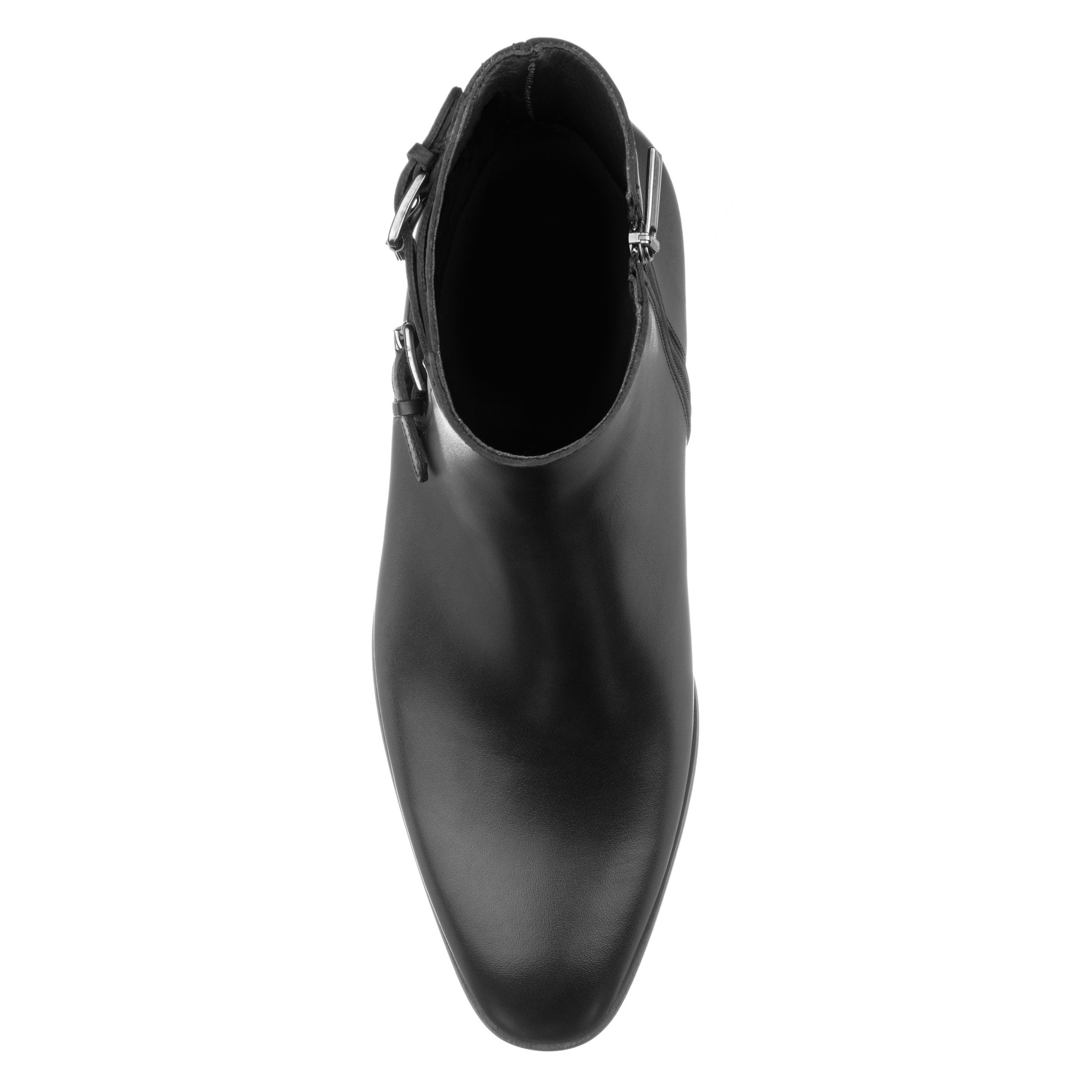 Bonn Black Calf Leather Double Buckle Zip Boot