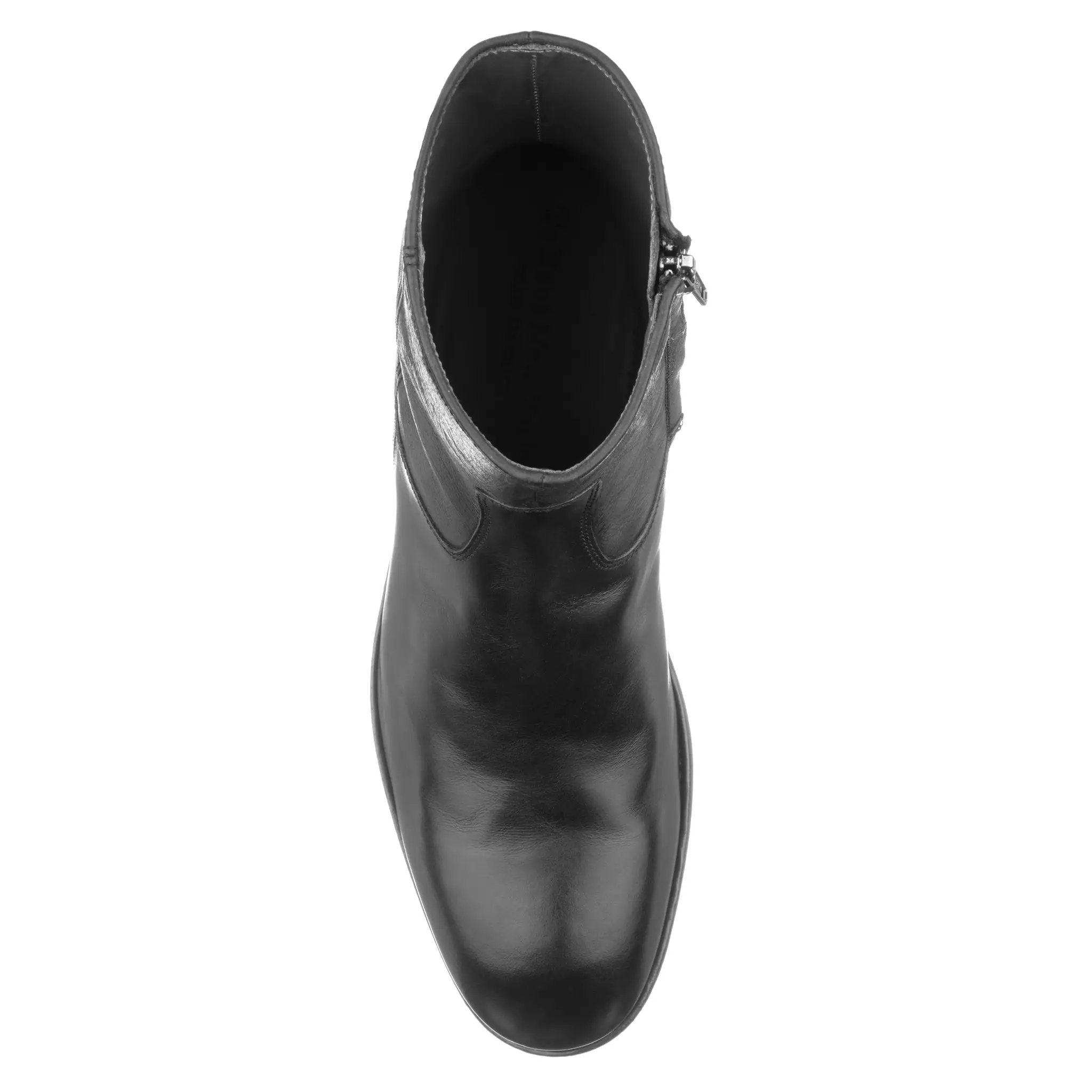 Nils Black Calf Leather Plain Toe Zip Boot by To Boot New York