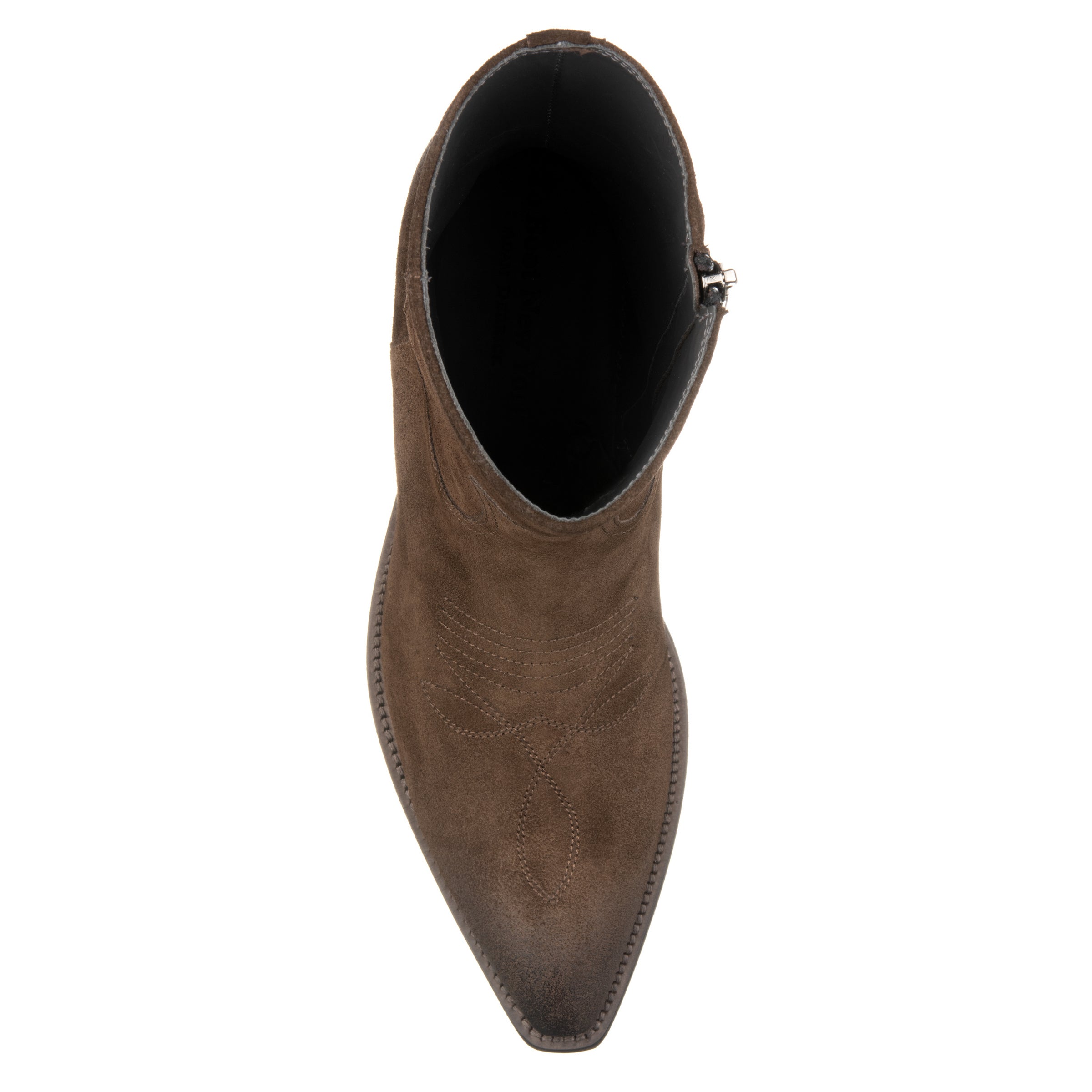 Atticus Dark Brown Suede Western Zip Boot