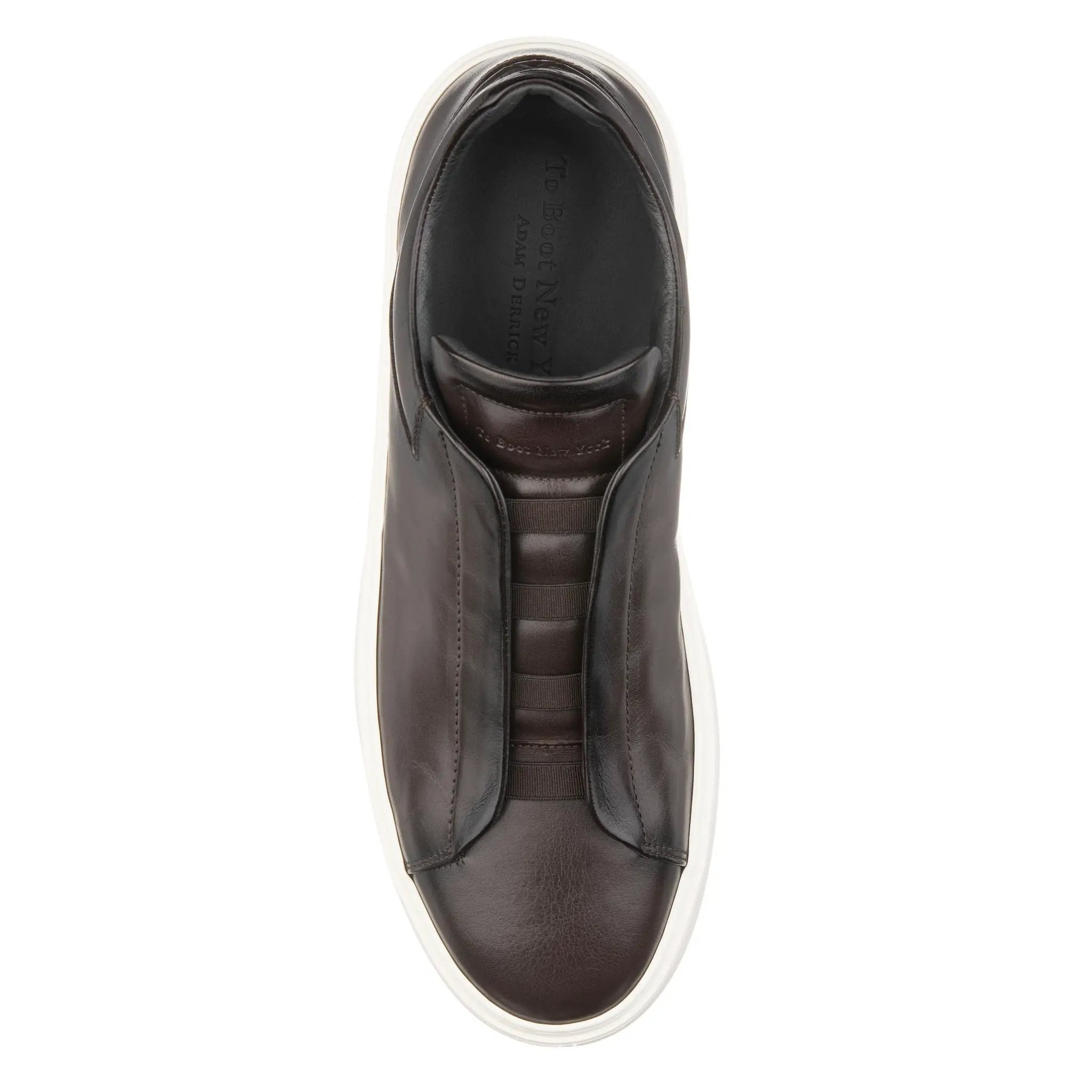 Campion Brown Calf Leather Elastic Slip-On Sneaker by To Boot New York