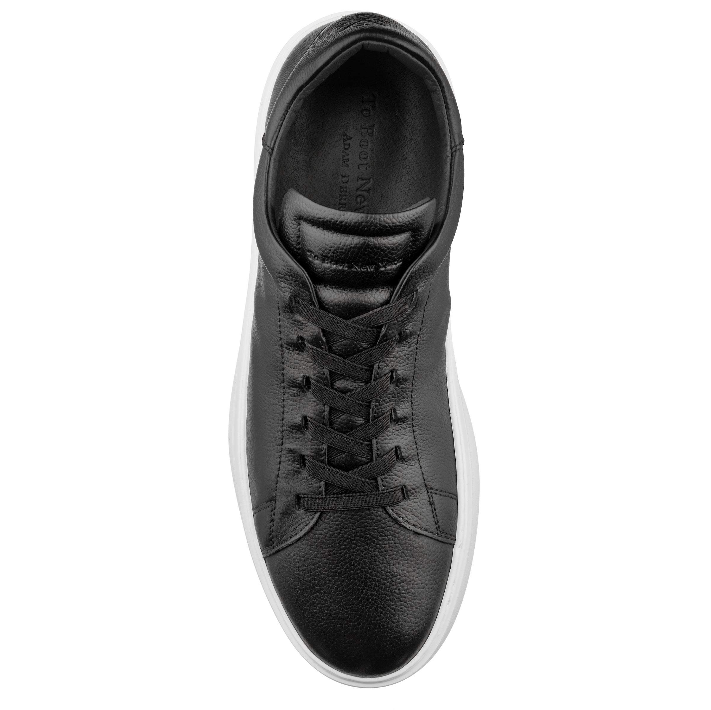 James Black Leather Stretch Lace Luxury Low-Top Sneaker