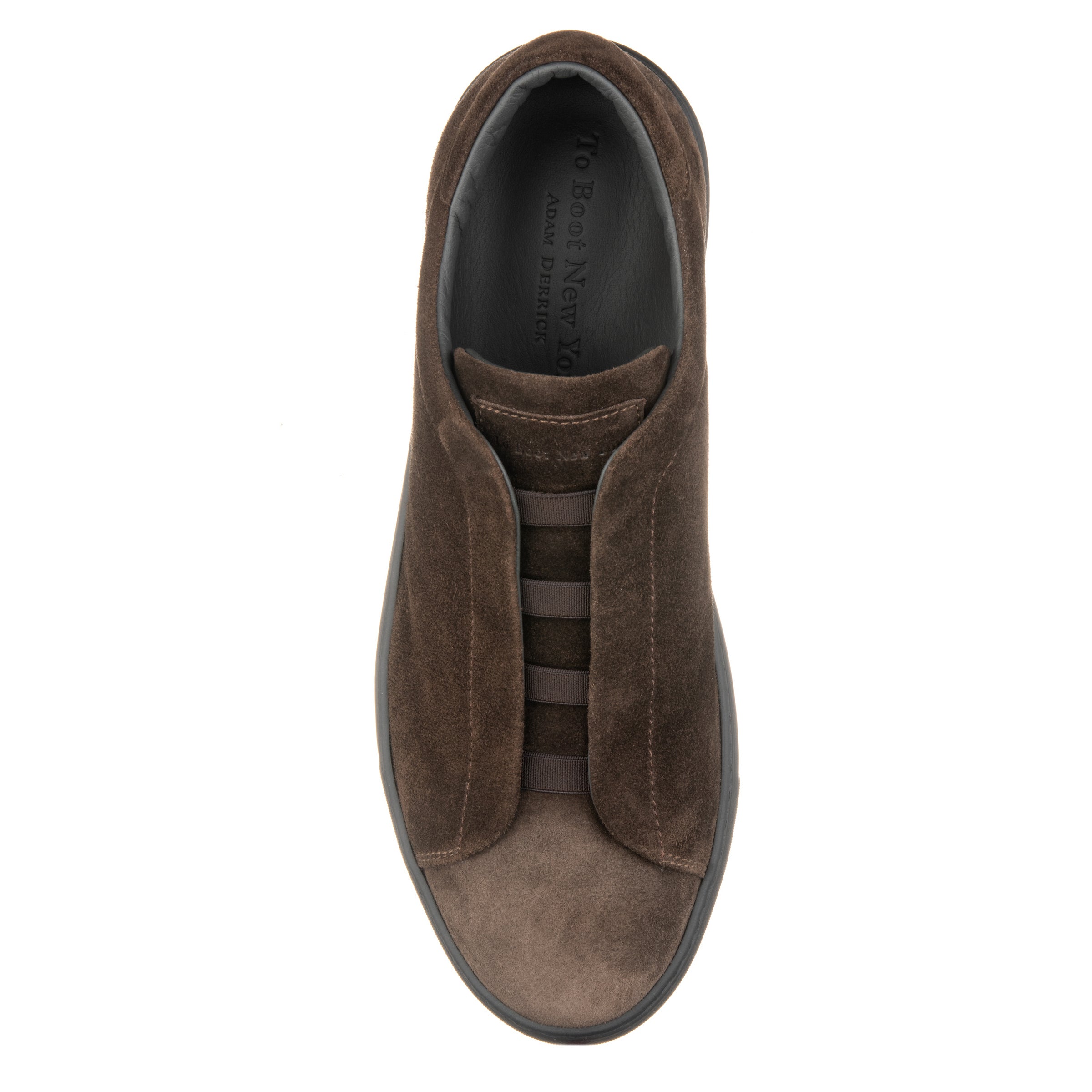 Stone Brown Suede/Black Sole Elastic Slip On Sneaker