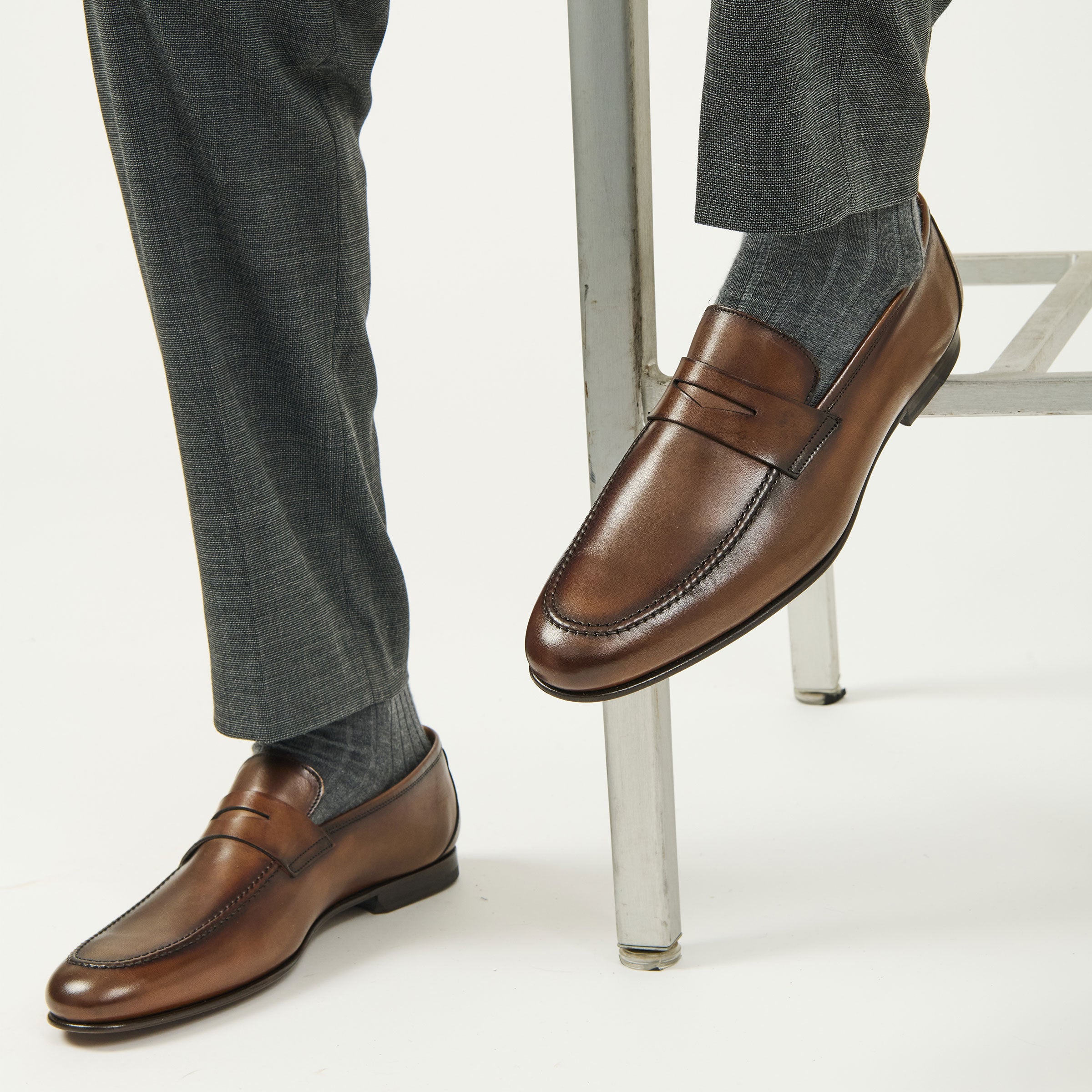 Aldrin Brown Calf Leather Penny Loafer