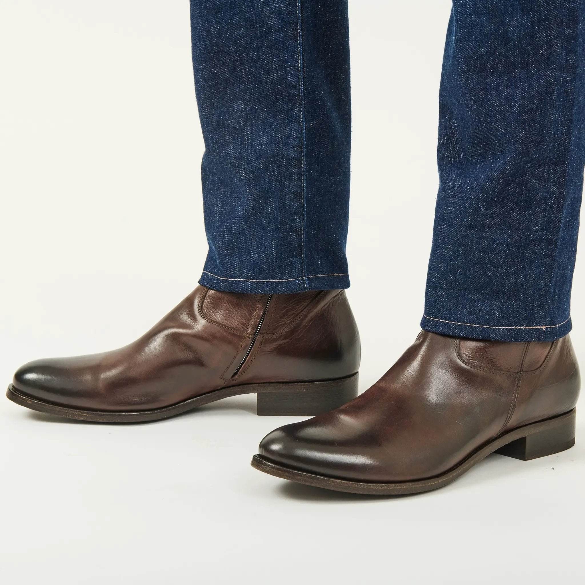 Belvedere Dark Brown Calf Leather Zip Boot by To Boot New York
