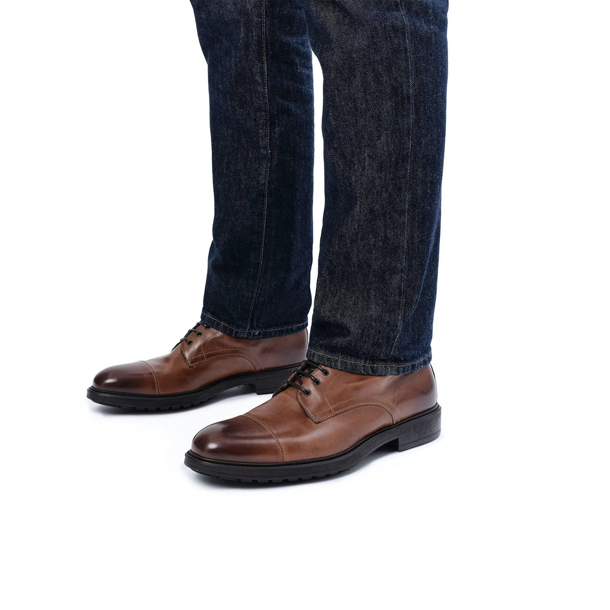 Burkett Cognac Cap Toe Lace-Up Boot by To Boot New York
