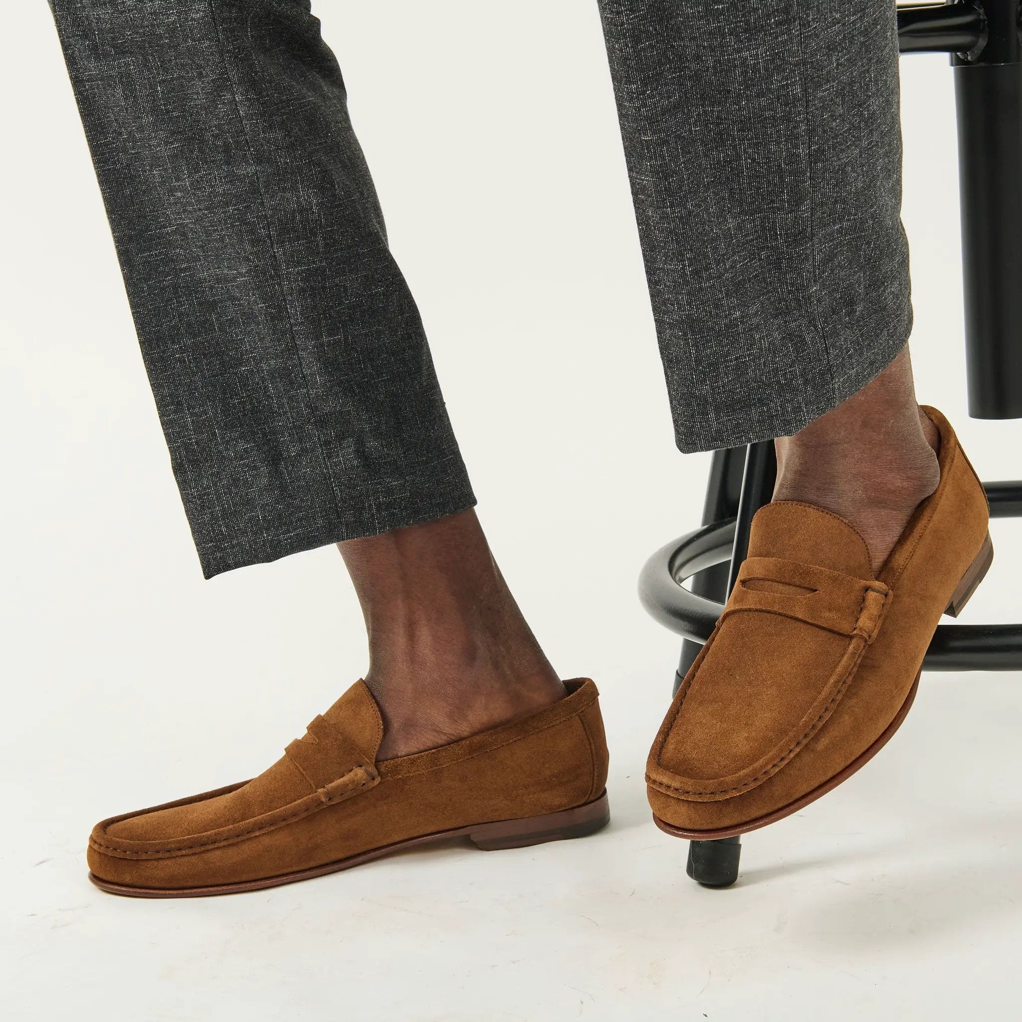 Dylan Mid Brown Suede Penny Loafer by To Boot New York