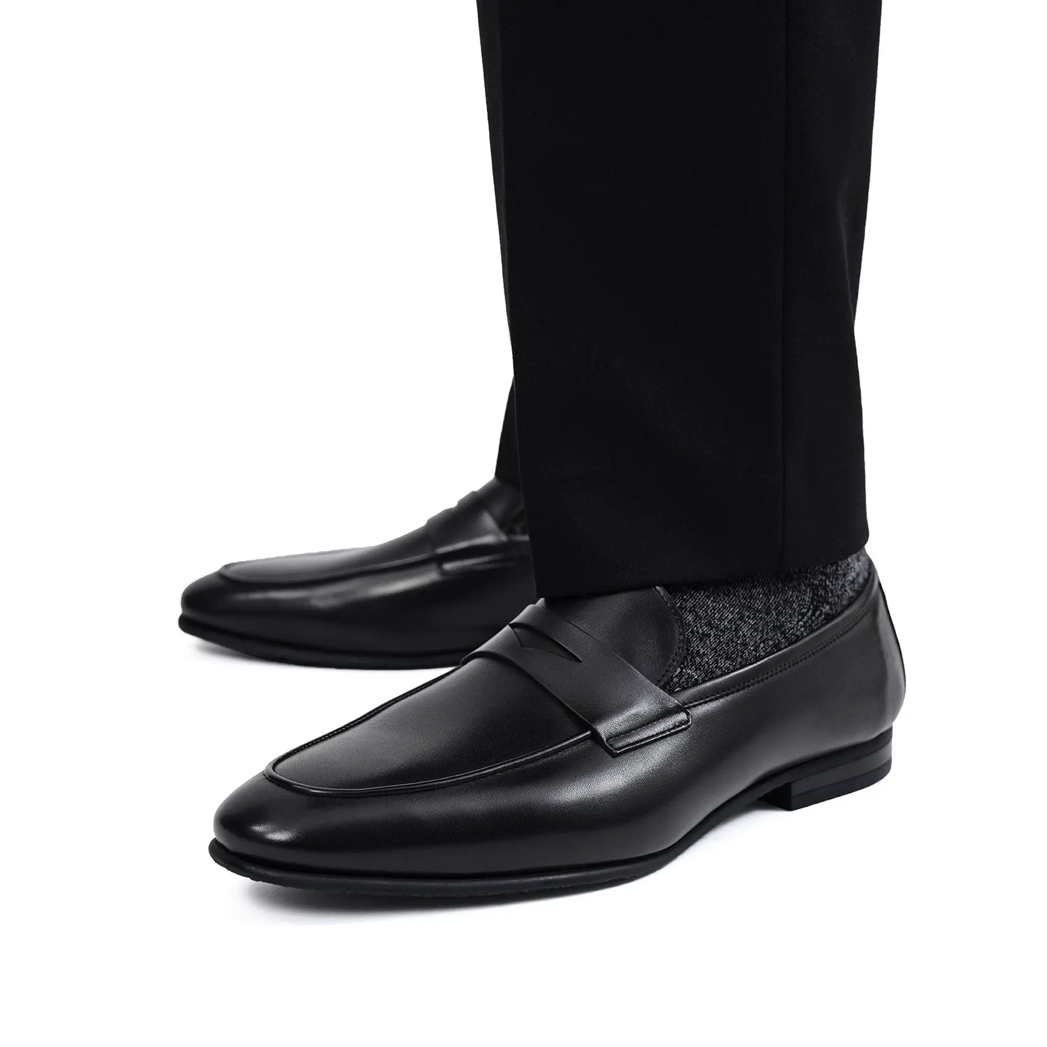 Keats Black Calf Leather Slip-on Men's Penny Loafer Keats Black Calf Leather Slip-on Men's Penny Loafer