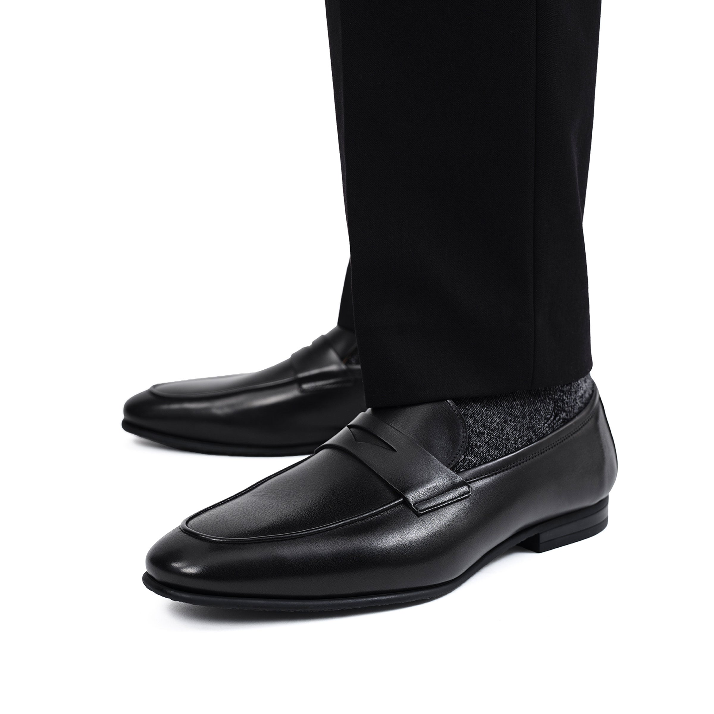 Keats Black Calf Leather Loafer-Men’s Luxury Penny Loafer